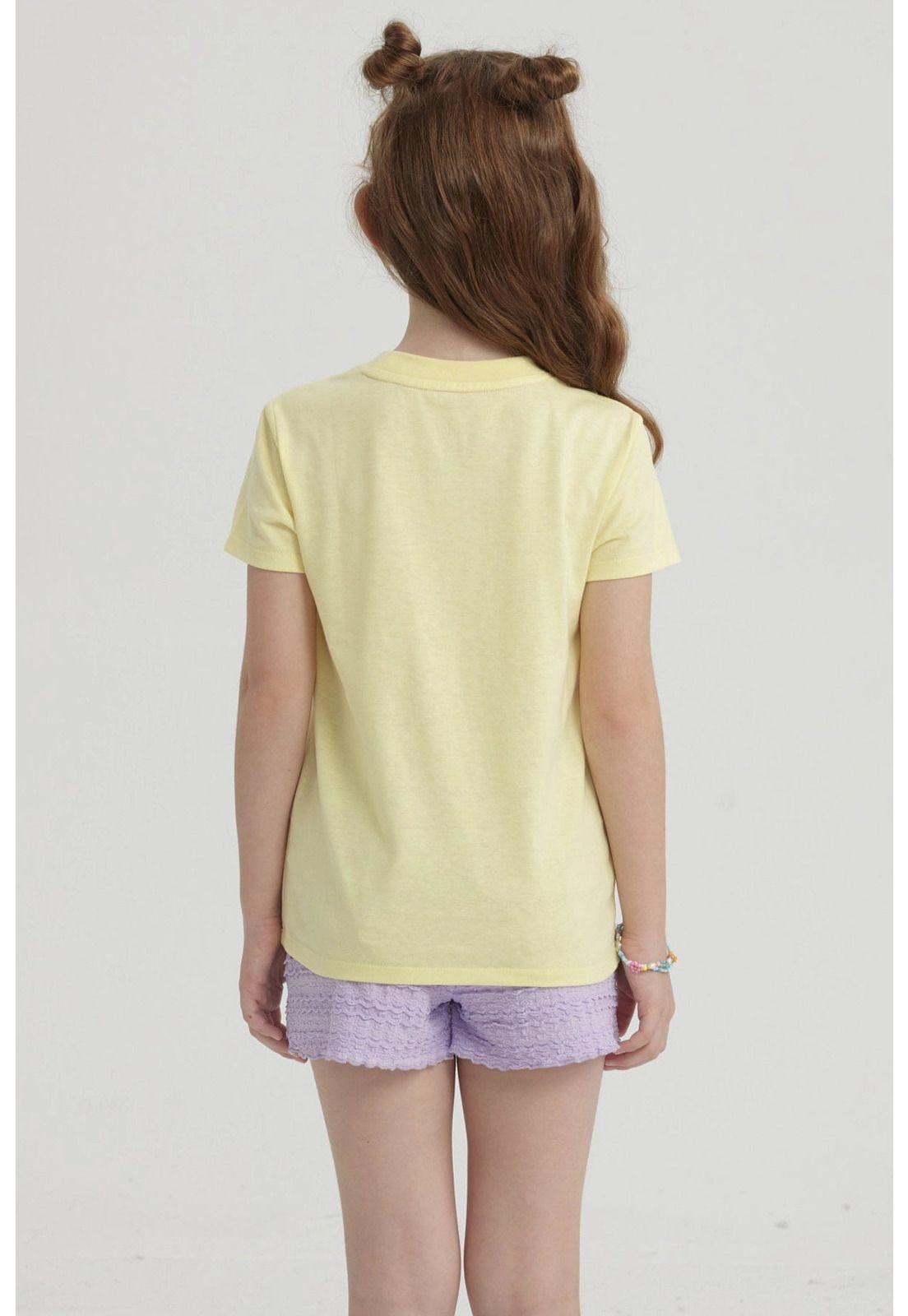 Polera Niña Básica Estampada Amarillo - ll-6