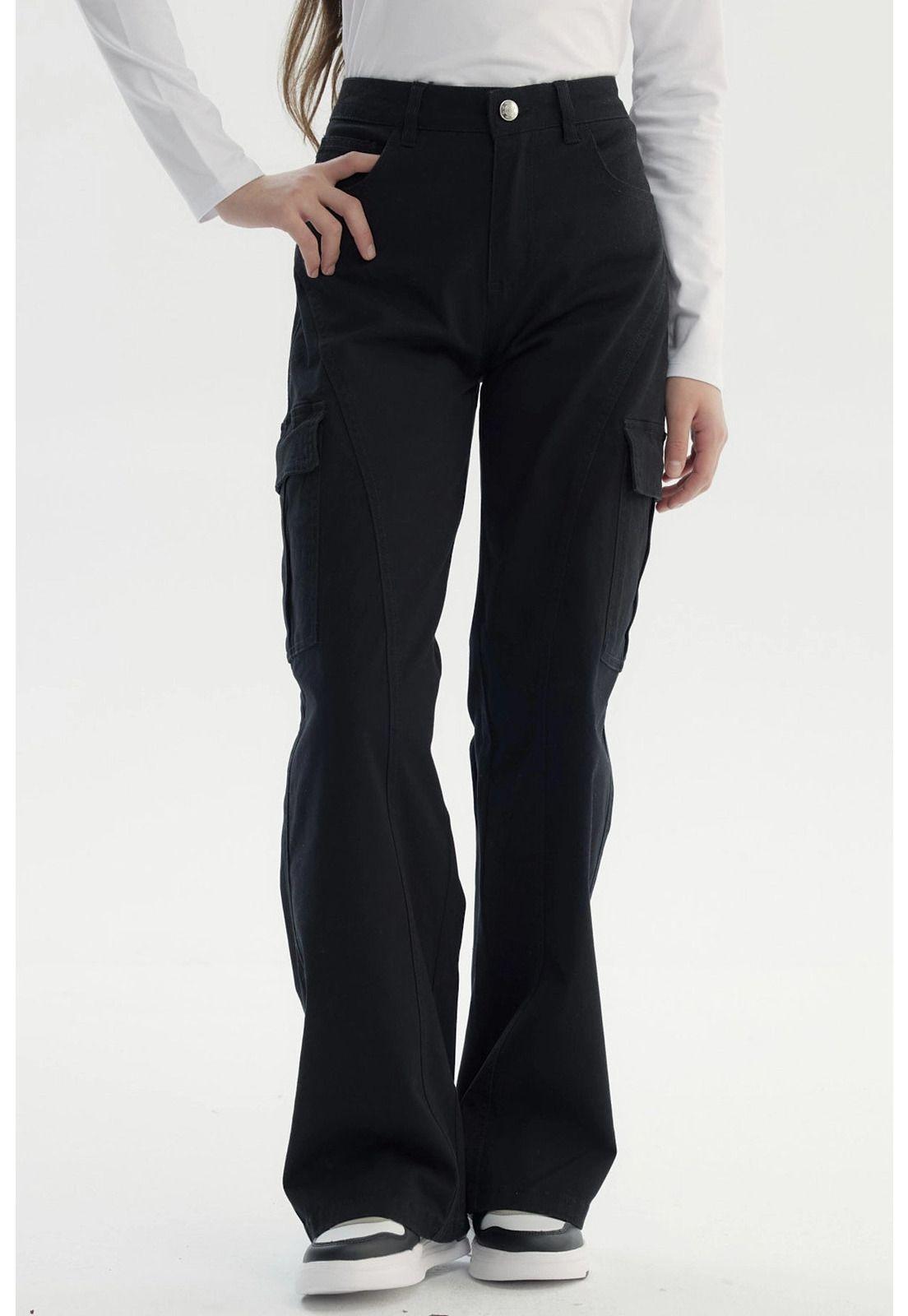 Pantalón Niña Wide Leg Negro - lll-0