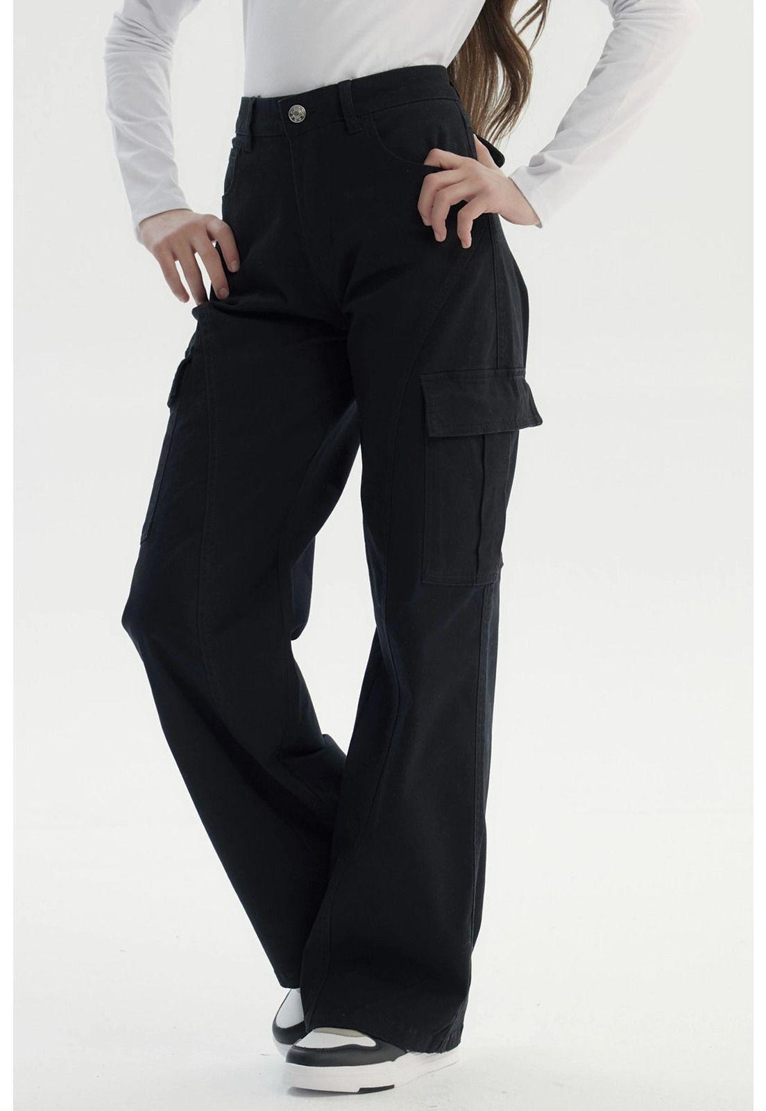 Pantalón Niña Wide Leg Negro - lll-1