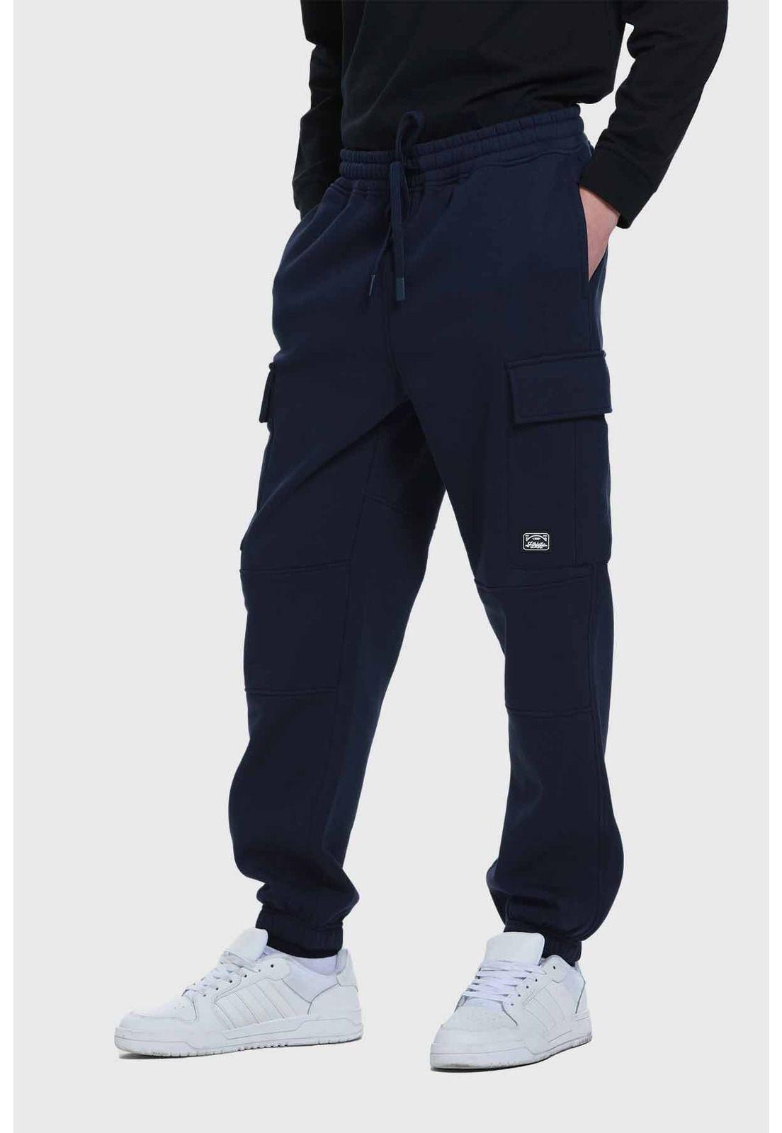 Pantalón Buzo Hombre Jogger Cargo Azul-1