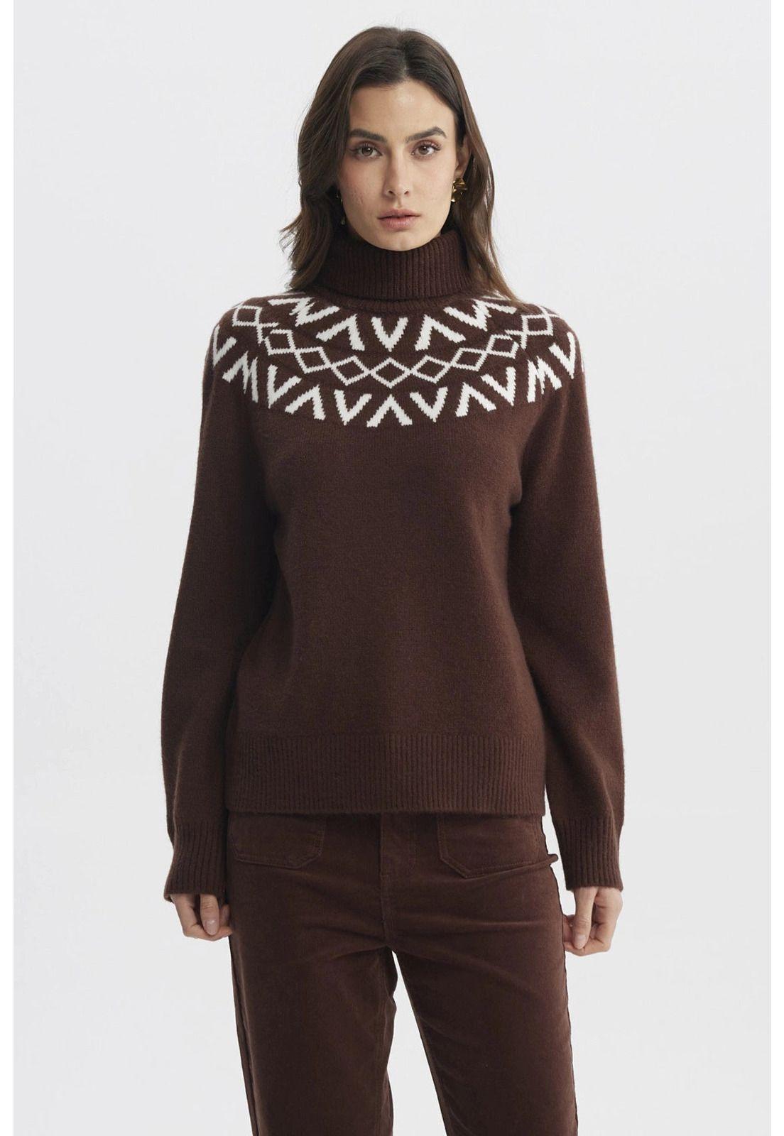 Sweater Mujer Ajustado Café-0