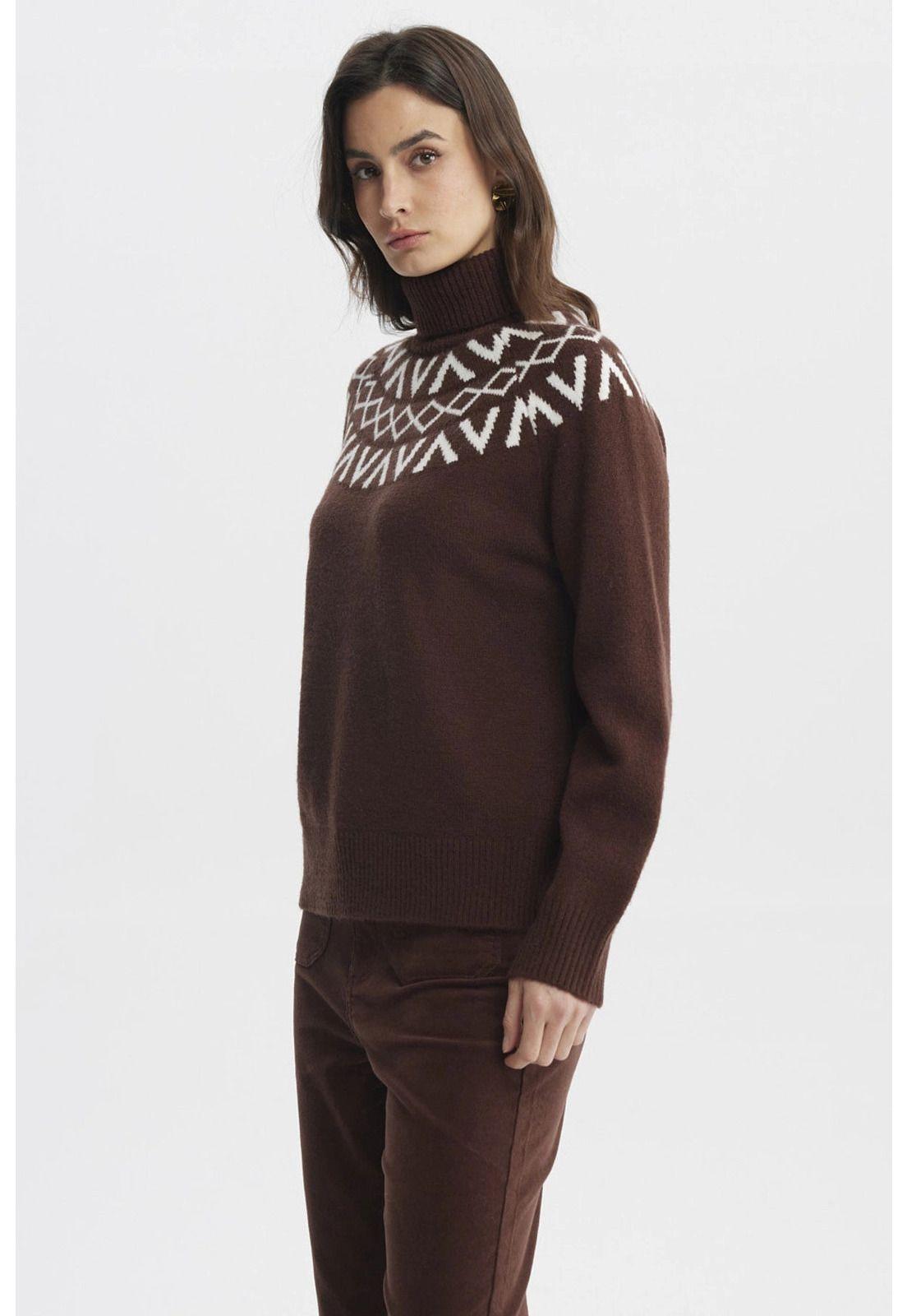 Sweater Mujer Ajustado Café-1