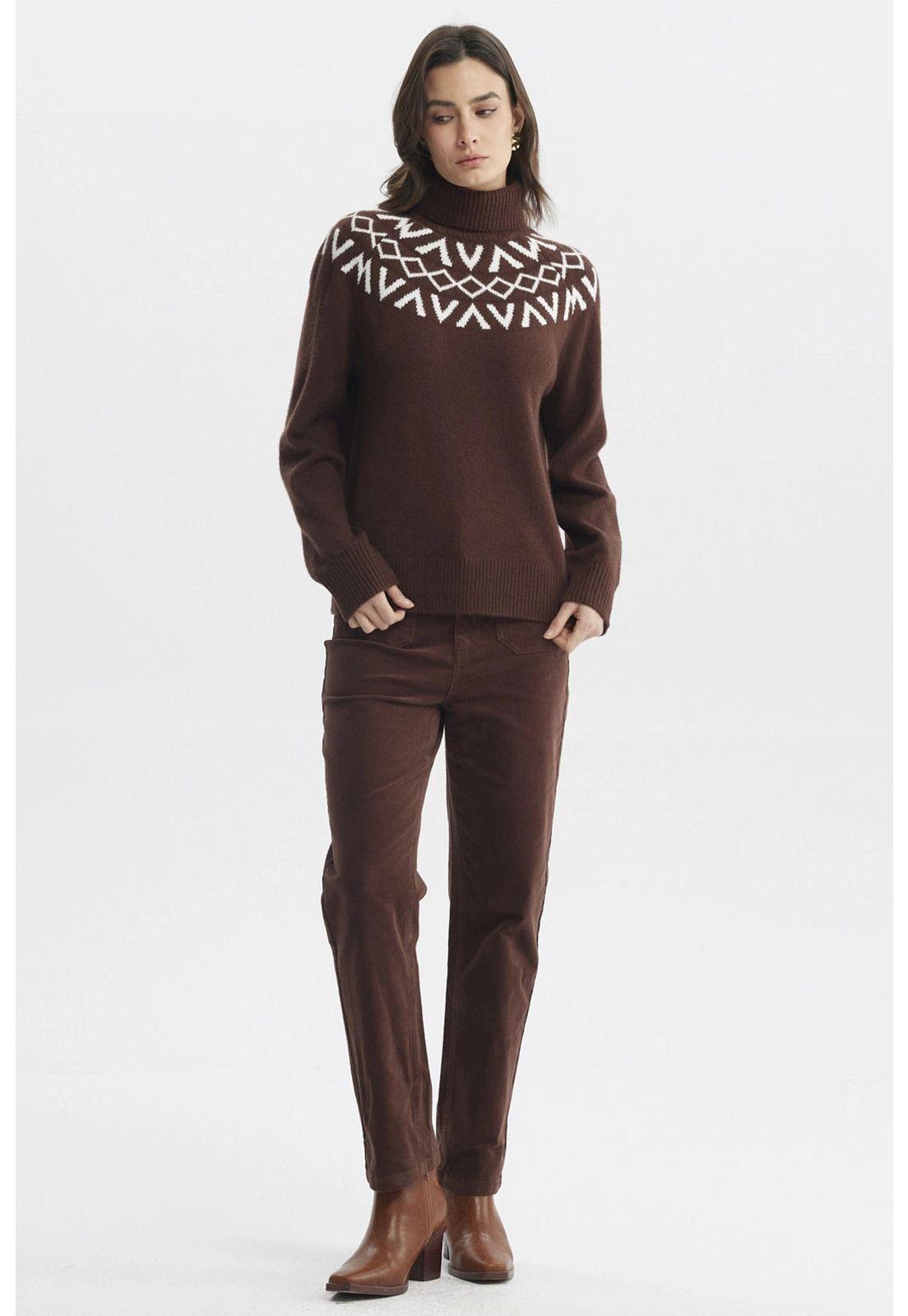 Sweater Mujer Ajustado Café-3