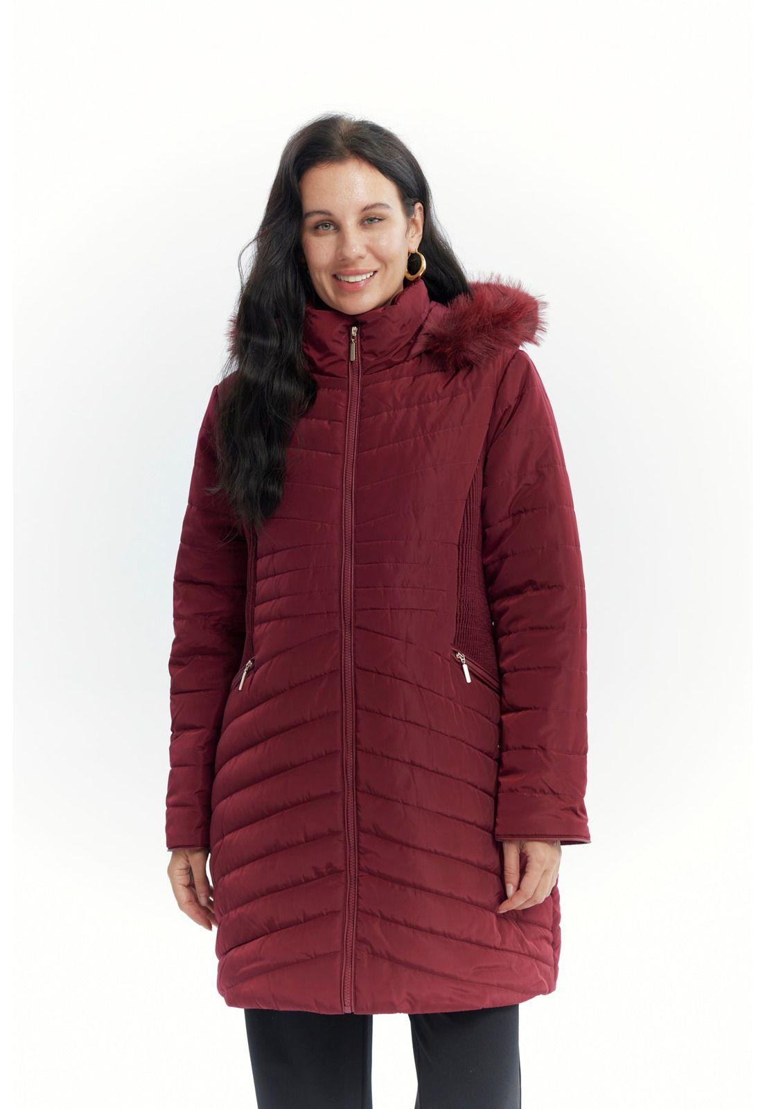 Parka Mujer Full Zipper Rojo Oscuro-0