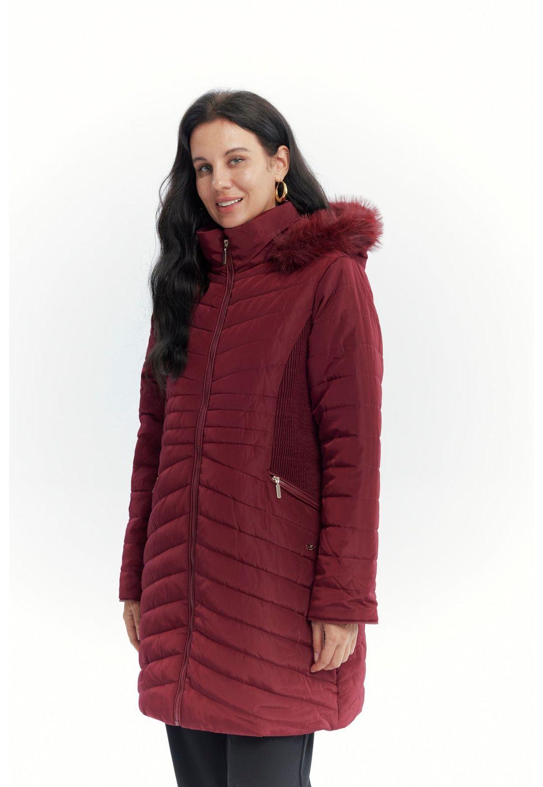 Parka Mujer Full Zipper Rojo Oscuro-1