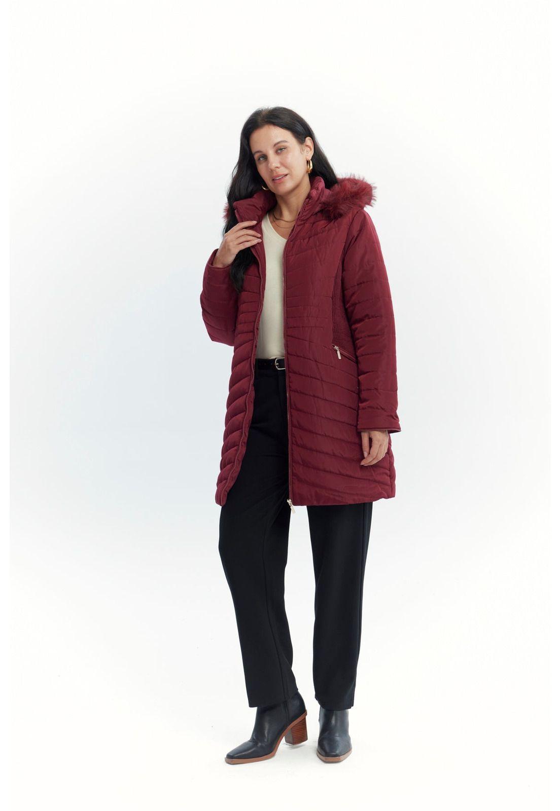 Parka Mujer Full Zipper Rojo Oscuro-3