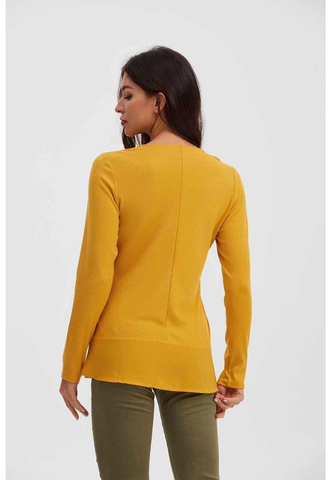 Polera Mujer Abertura En Costado Mostaza-2