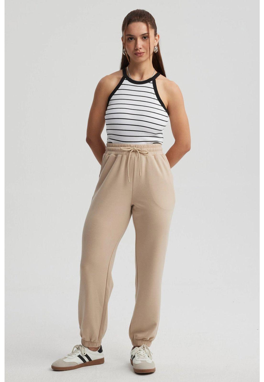 Pantalón Buzo Mujer Jogger Beige - ll-3