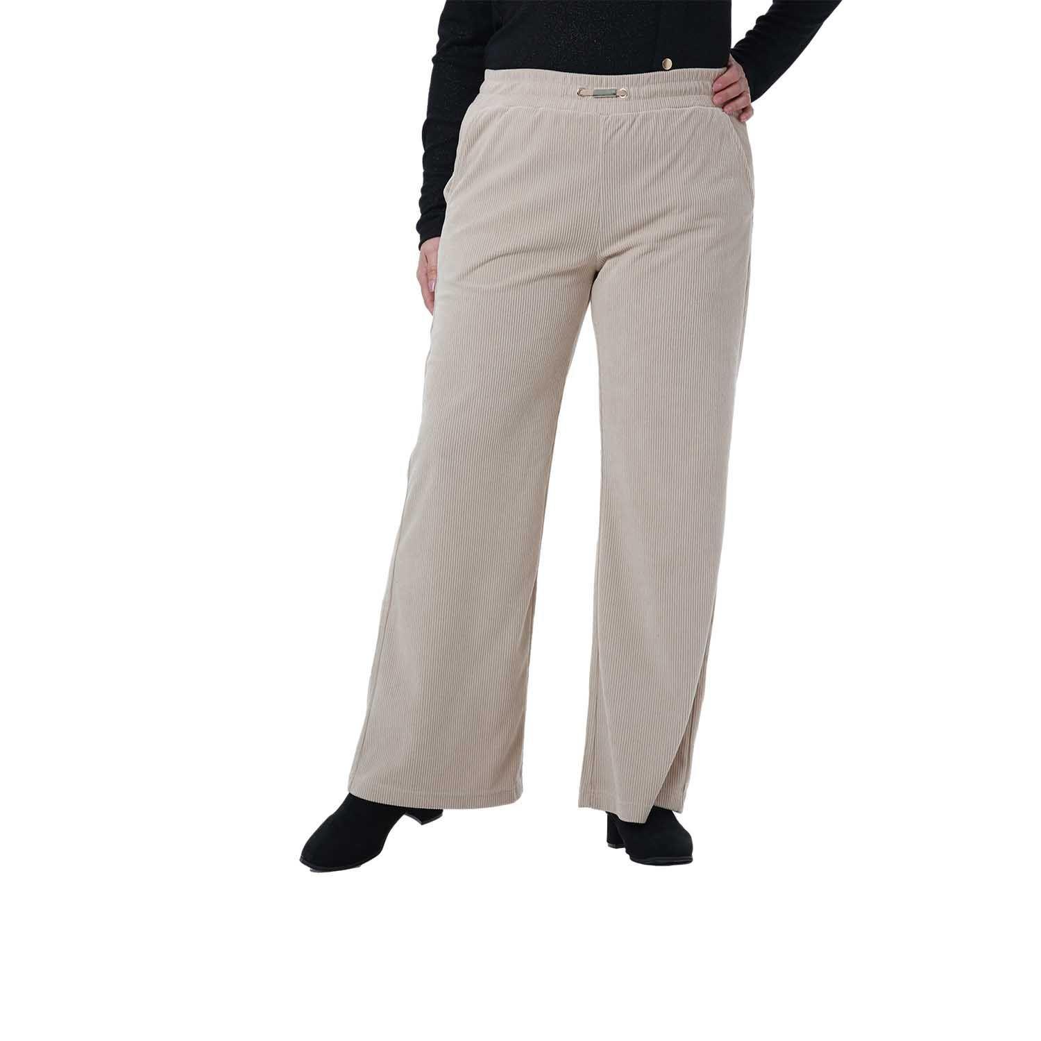 Pantalón Mujer Recto Beige-0