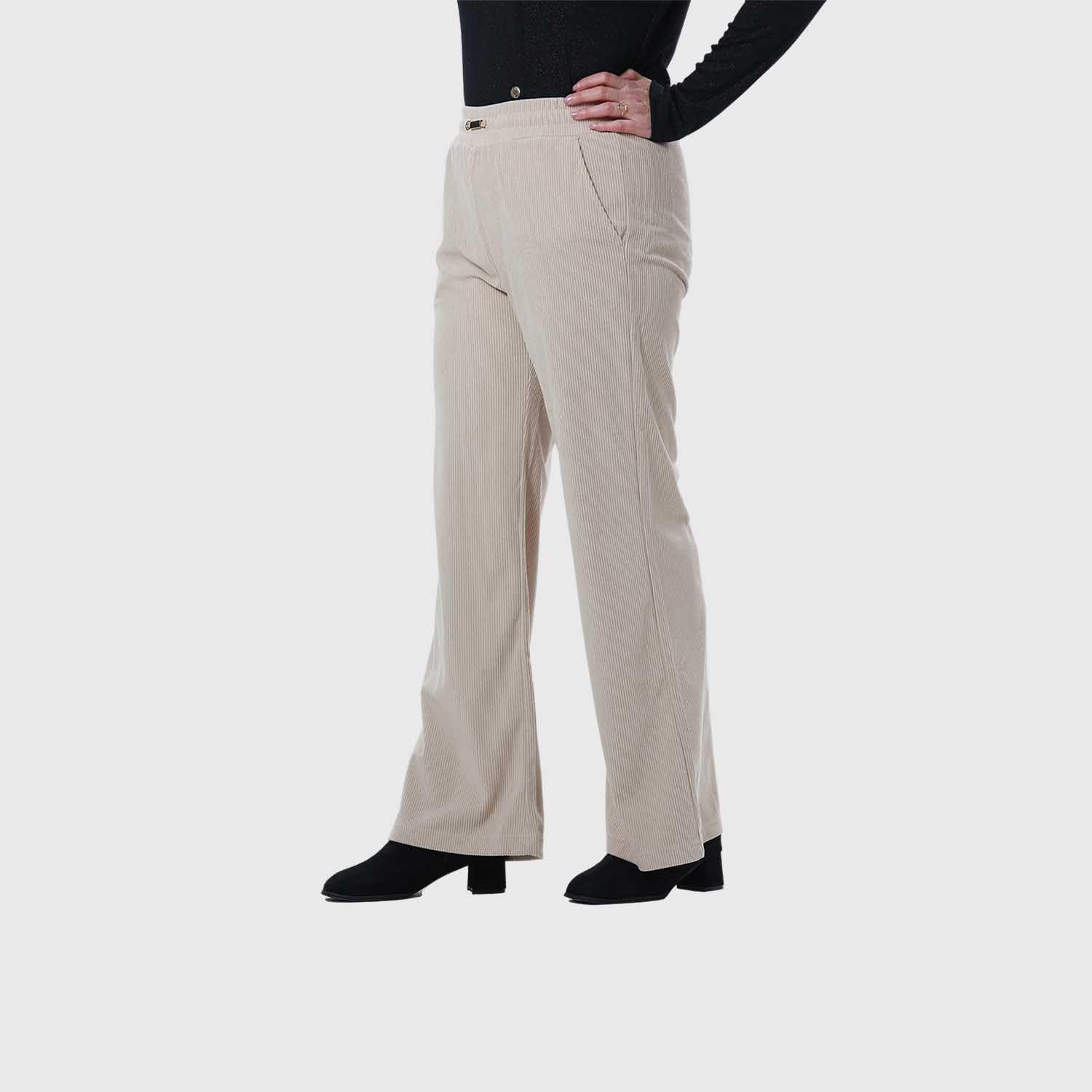 Pantalón Mujer Recto Beige-1