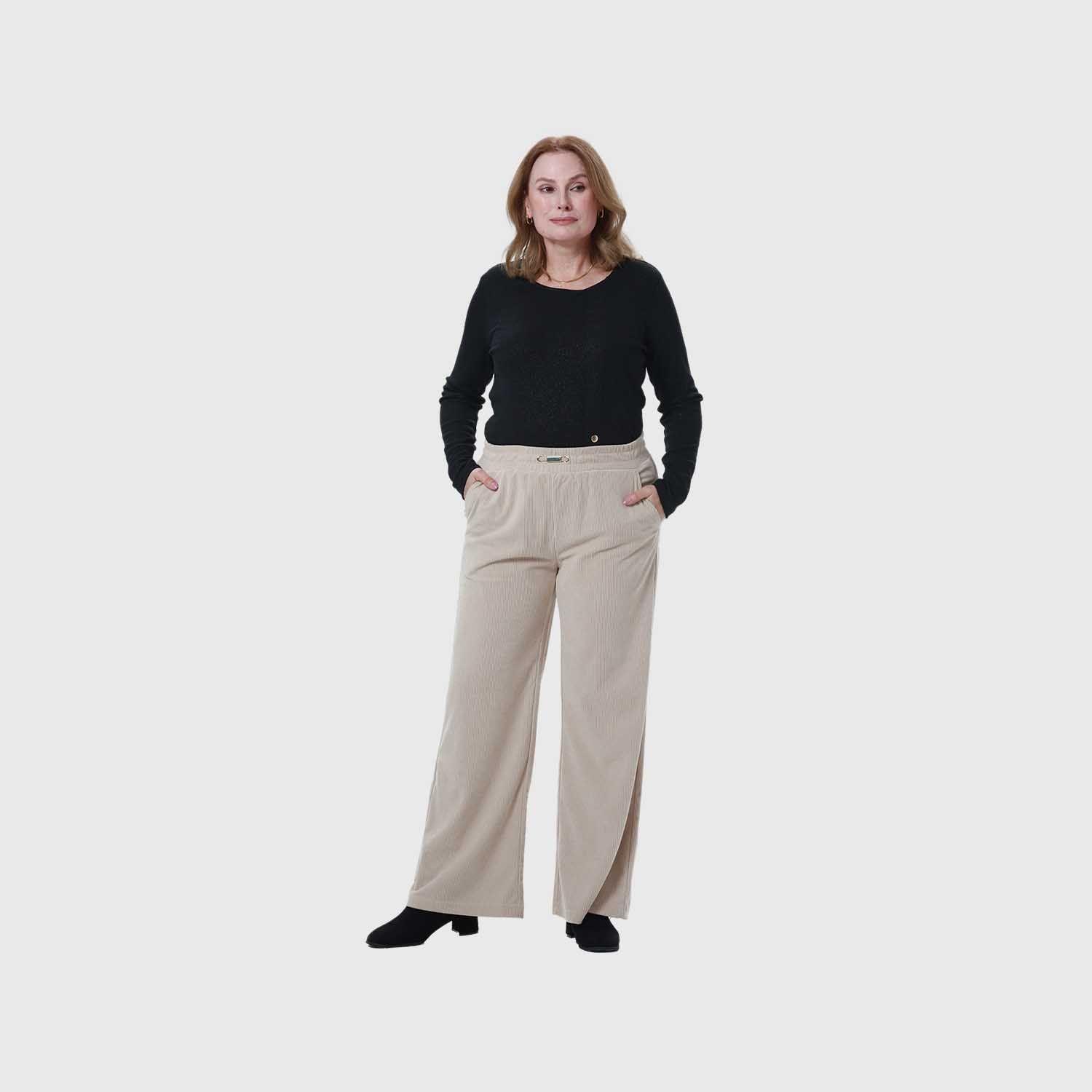 Pantalón Mujer Recto Beige-3