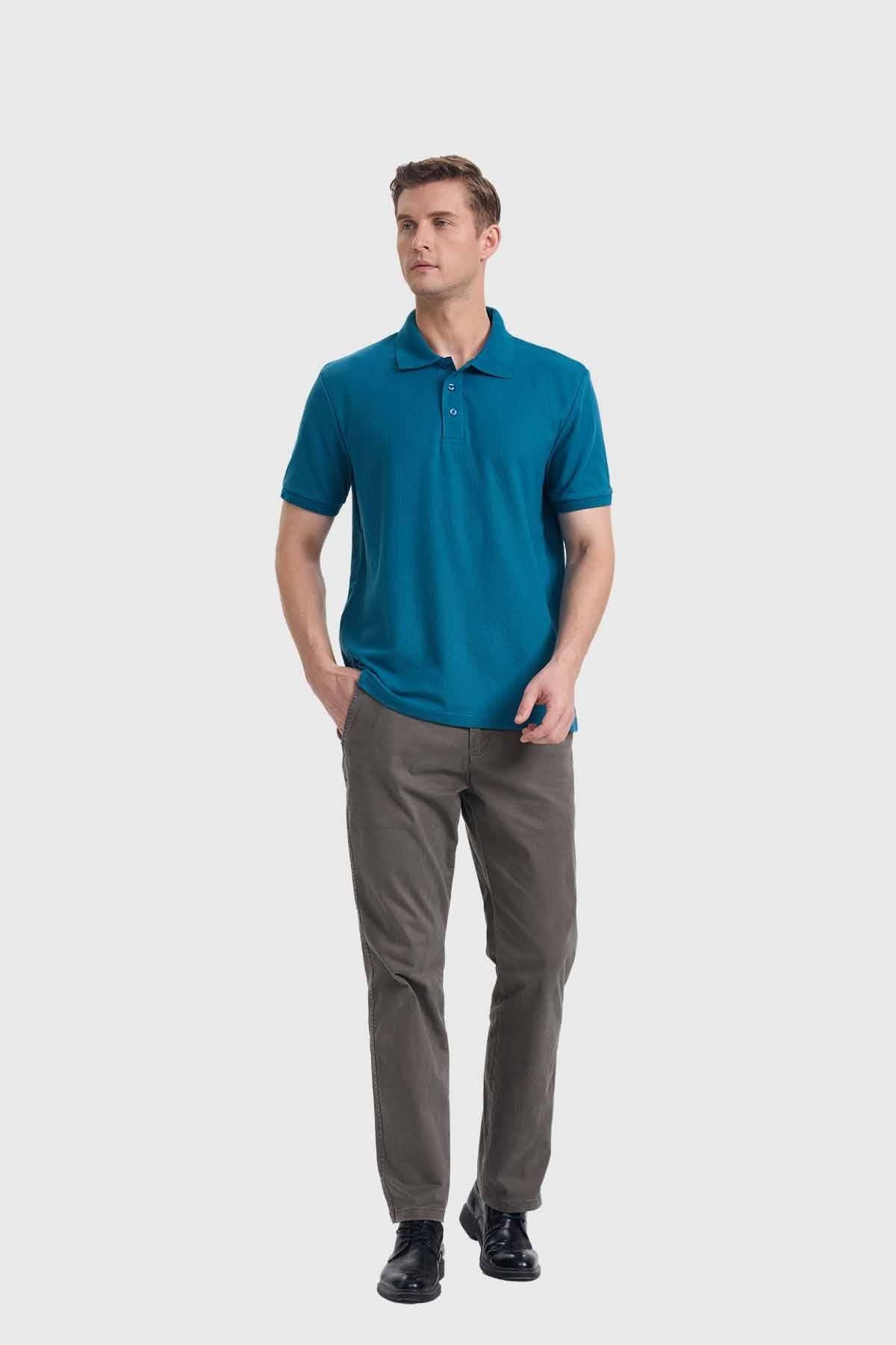 Polera Hombre Piqué Básica Petróleo-3