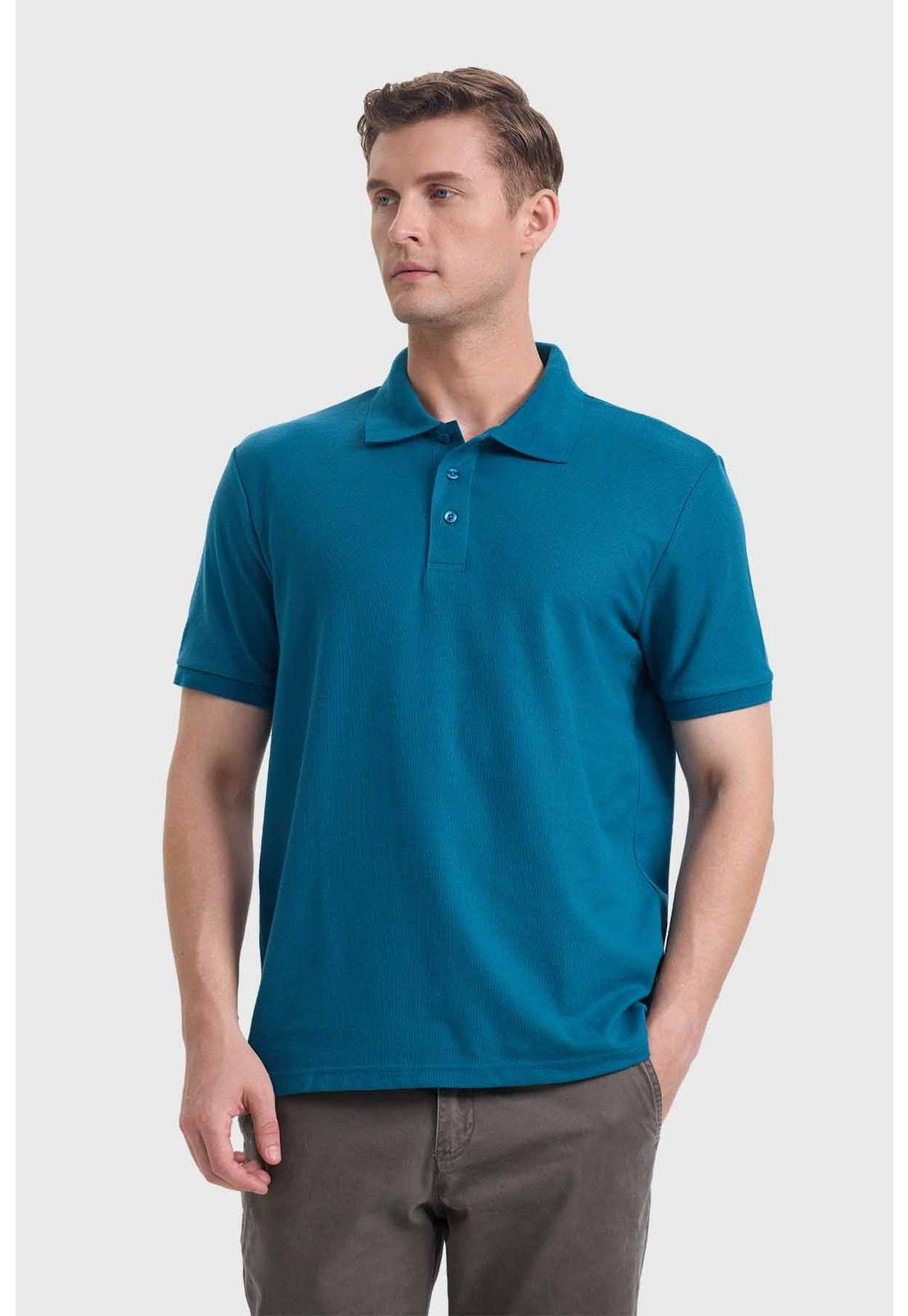 Polera Hombre Piqué Básica Petróleo - ll-0