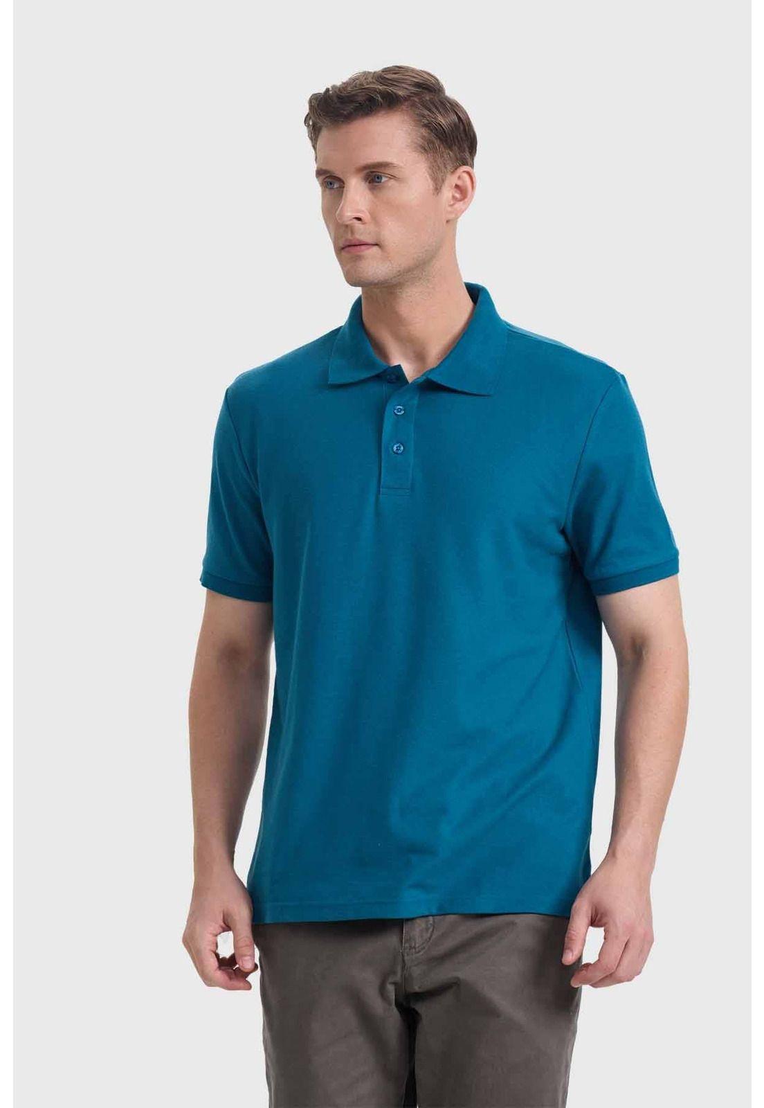 Polera Hombre Piqué Básica Petróleo - ll-1