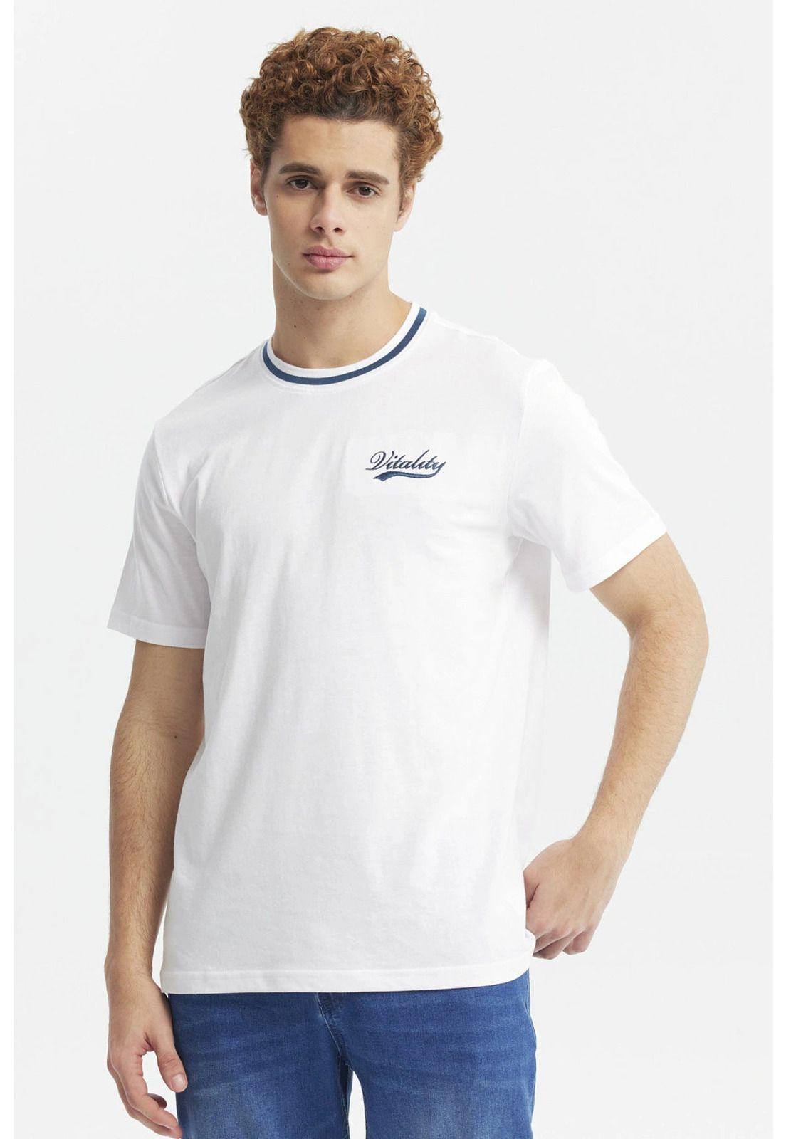 Polera Hombre Regular Print Blanco-0