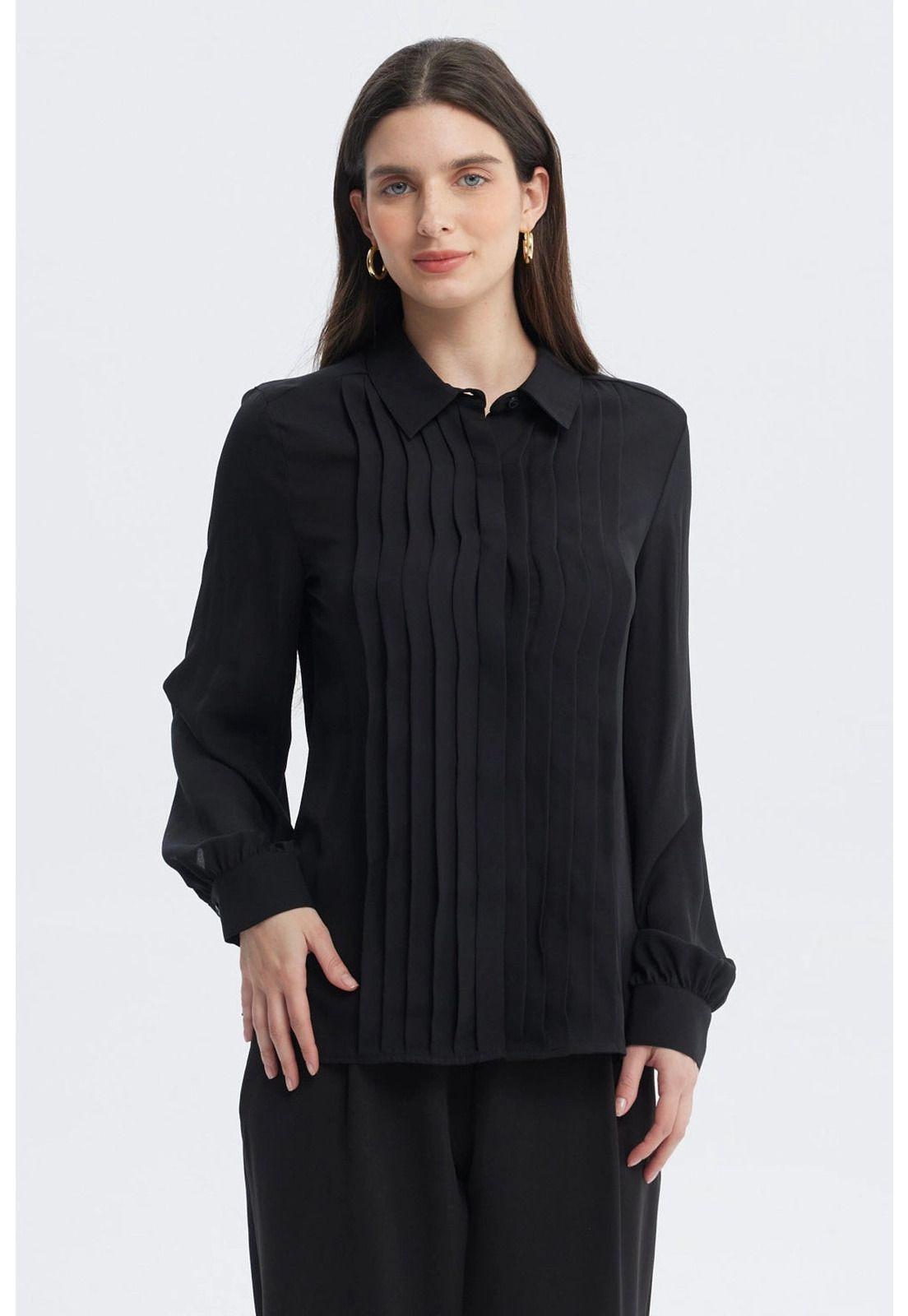Blusa Mujer Pinzas Delanteras Negro-0