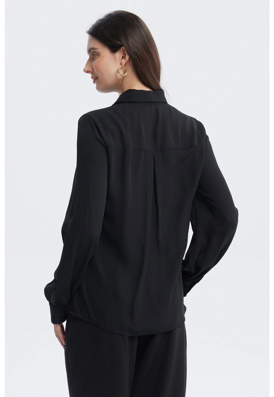 Blusa Mujer Pinzas Delanteras Negro-2