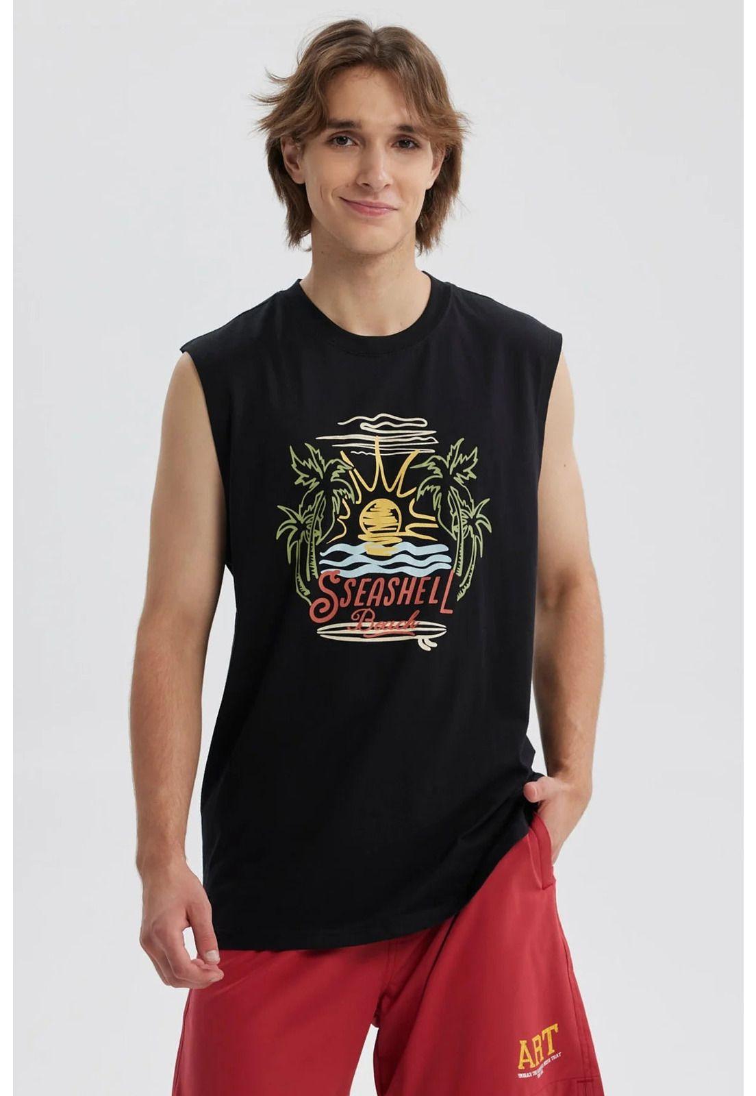 Polera Hombre Print Posicional Negro - VI-0