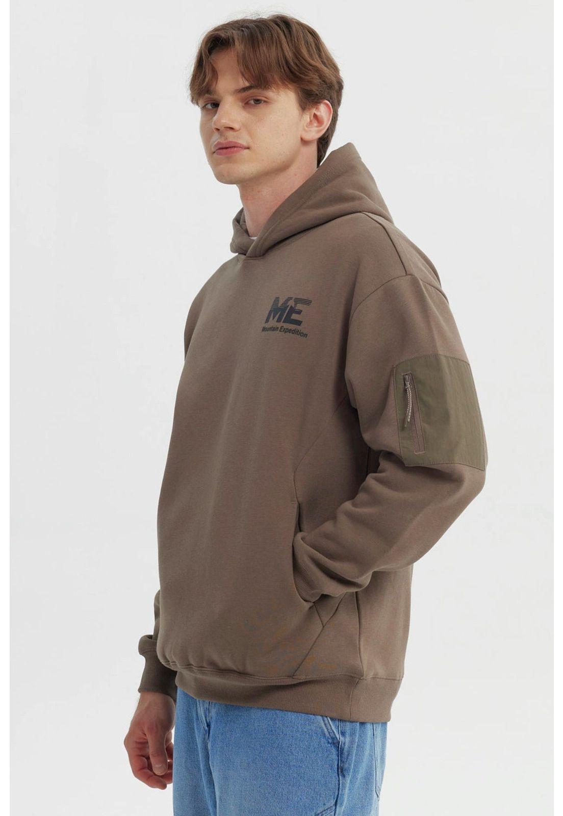 Polerón Hombre Slim Con Gorro Marron-1