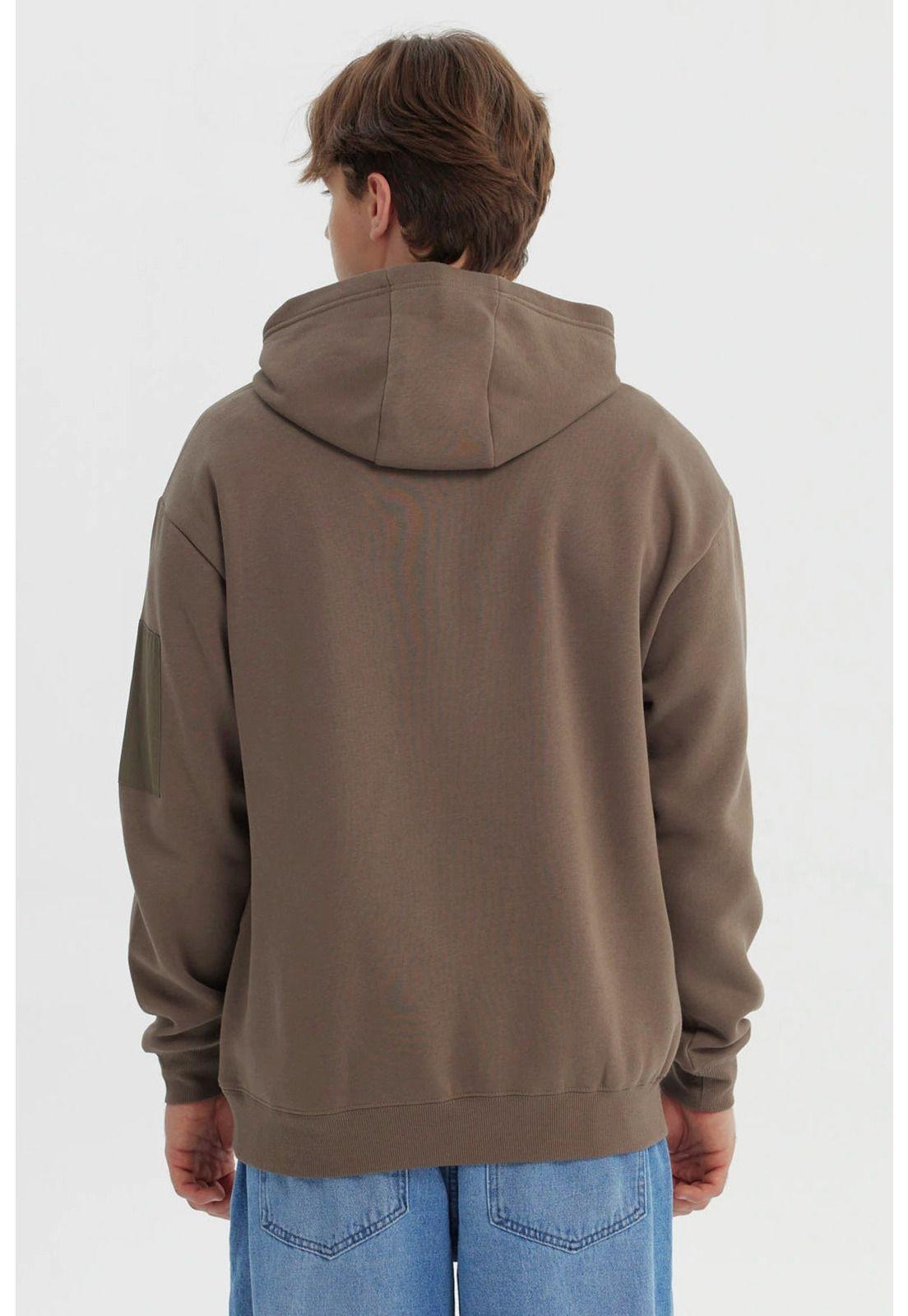 Polerón Hombre Slim Con Gorro Marron-2