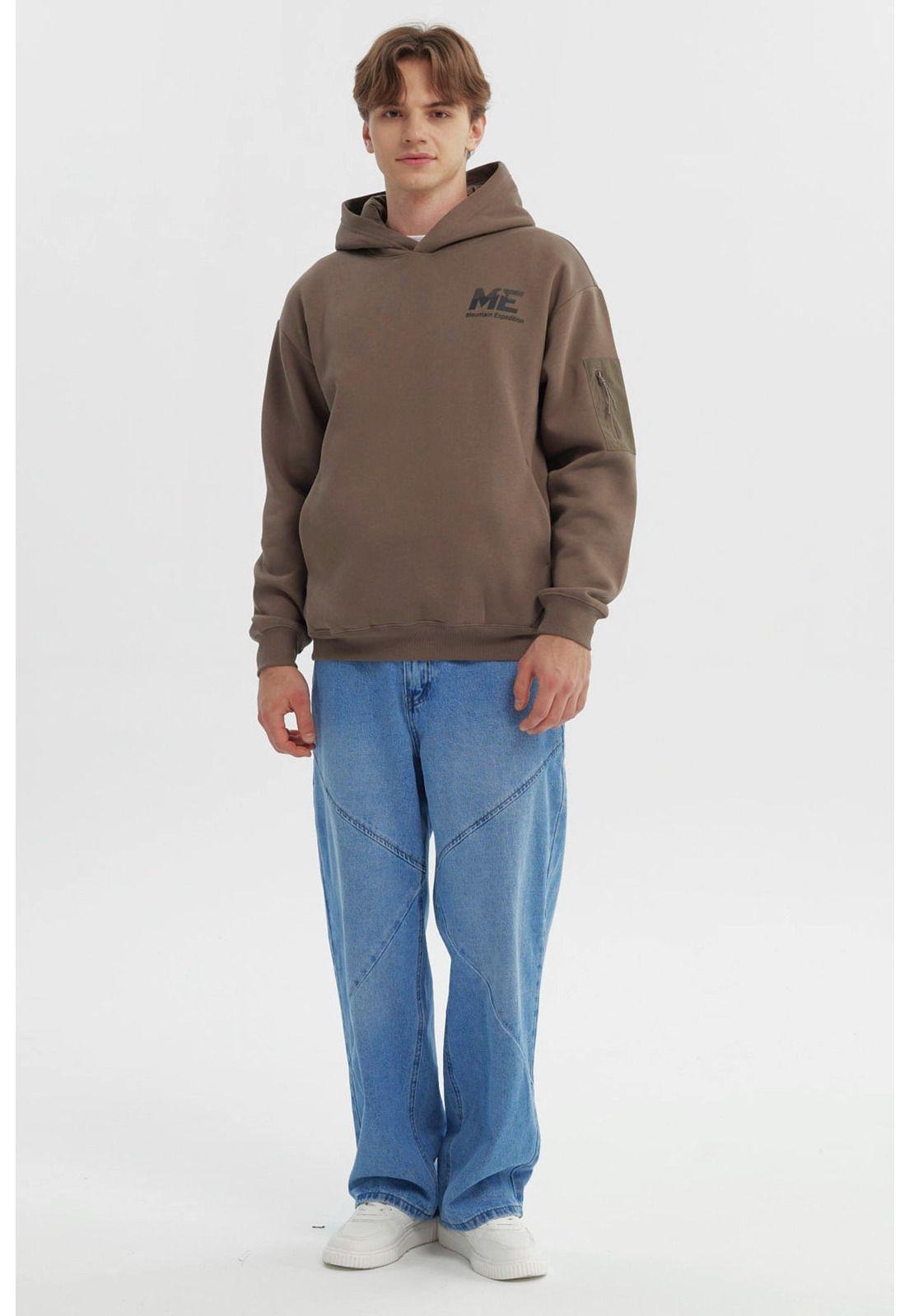 Polerón Hombre Slim Con Gorro Marron-3