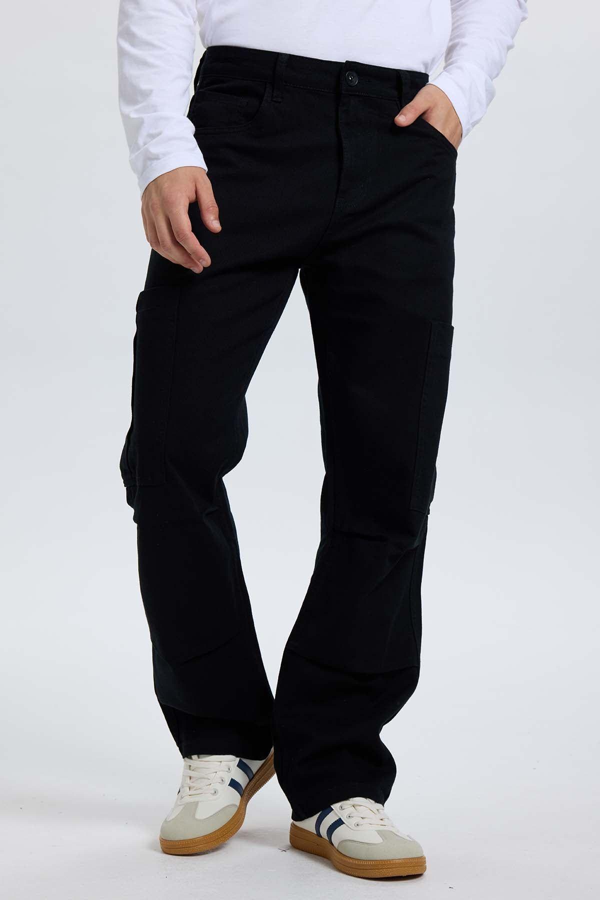 Jeans Hombre Calce Cargo Negro-0