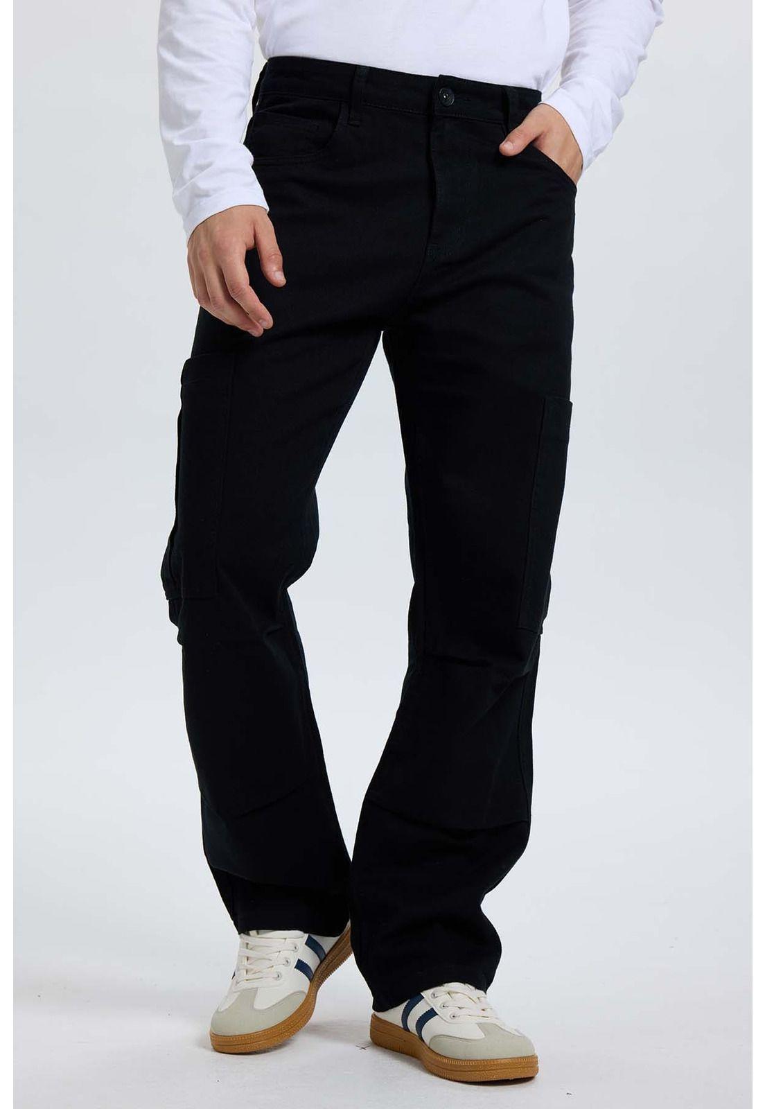 Jeans Hombre Calce Cargo Negro-0