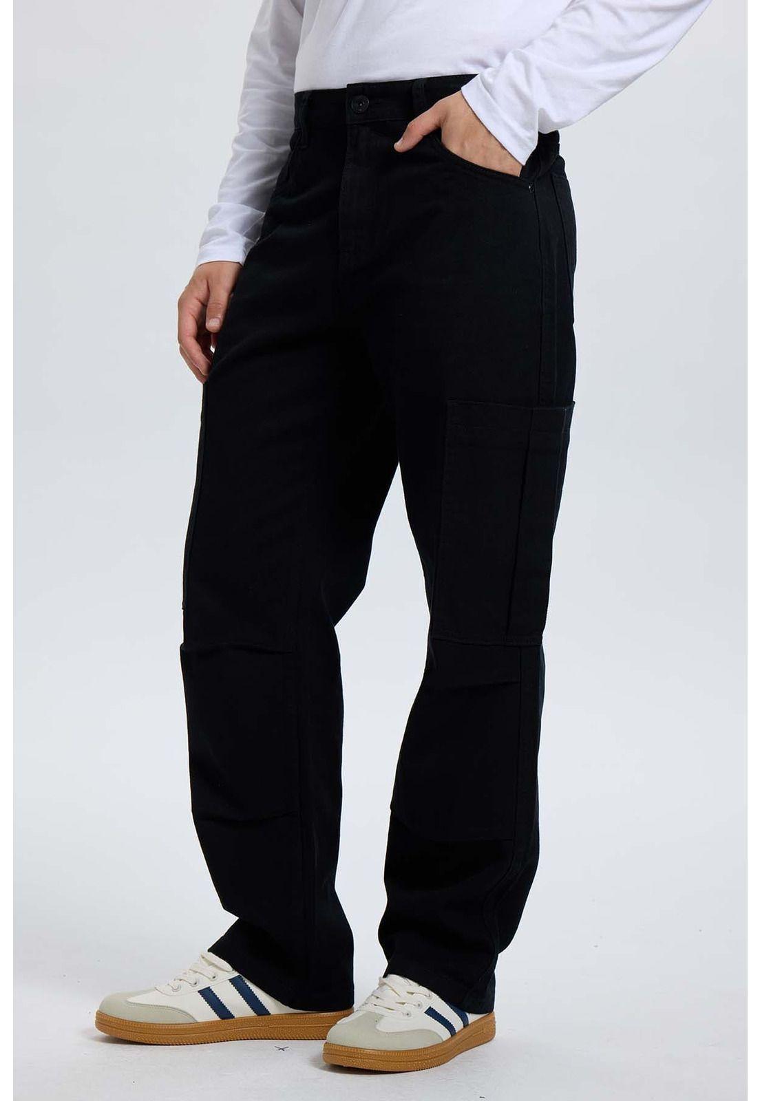 Jeans Hombre Calce Cargo Negro-1
