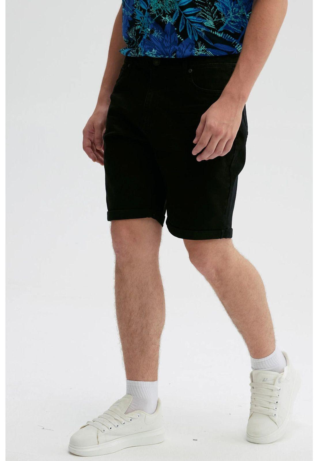 Bermuda Hombre Básica Roll Up Negro - ll-2