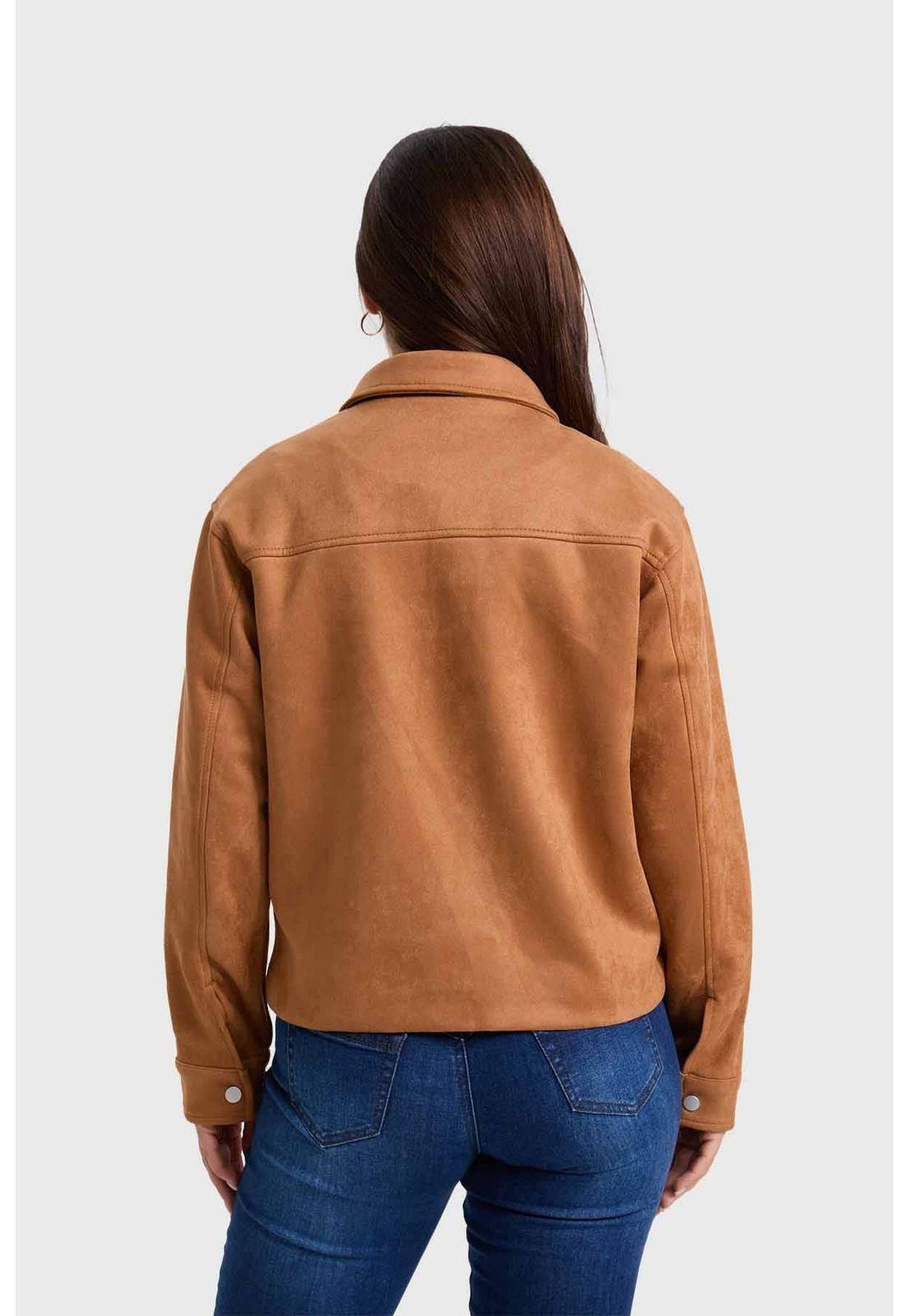 Chaqueta Mujer Corta Café-2