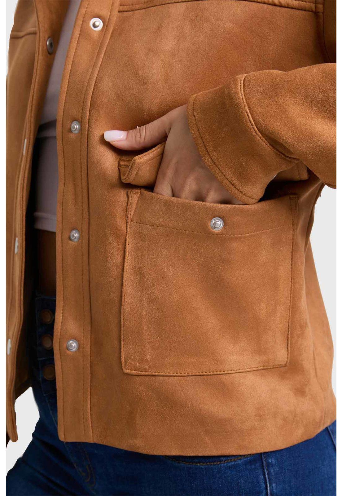 Chaqueta Mujer Corta Café-3