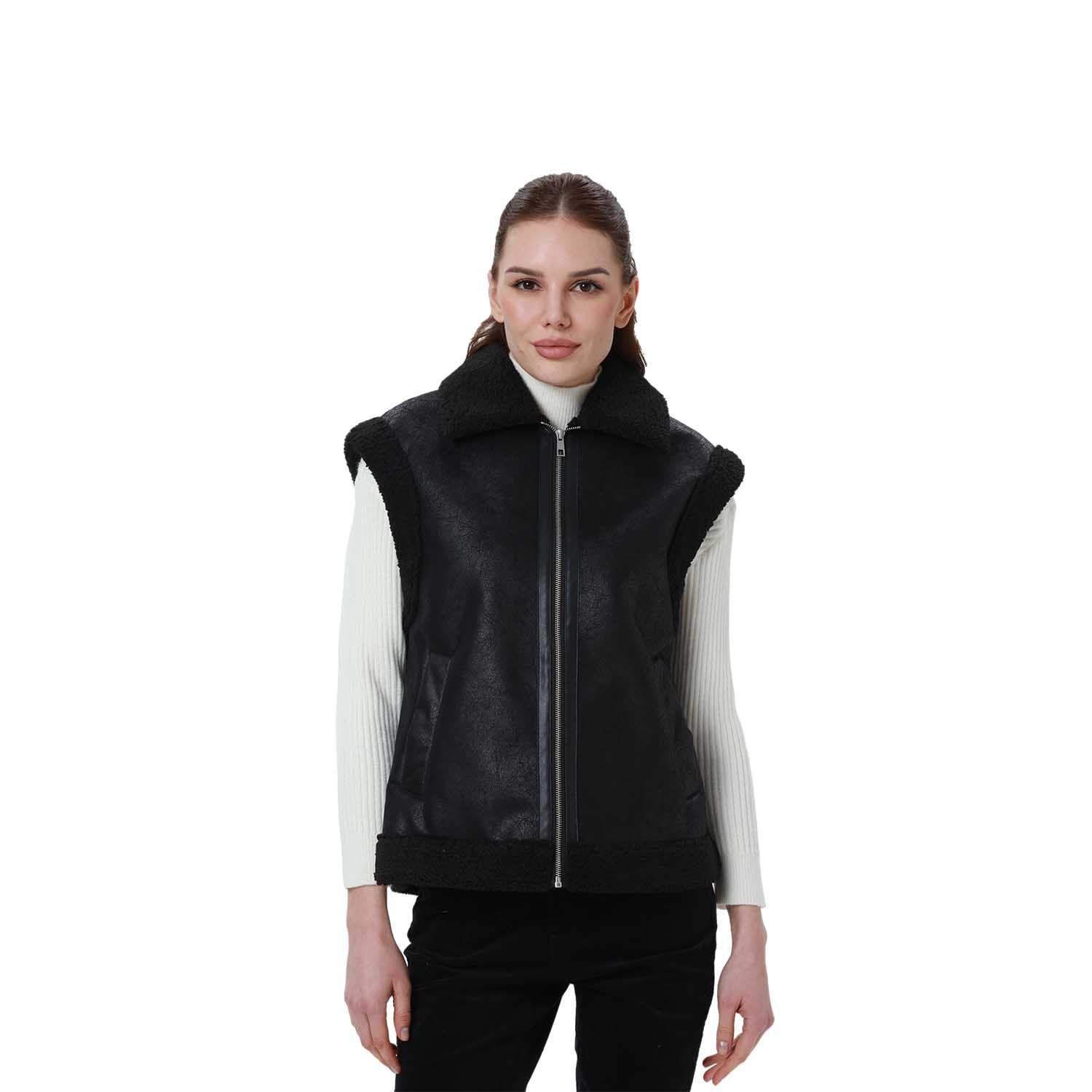 Chaqueta Mujer Pu Corto Negro-0