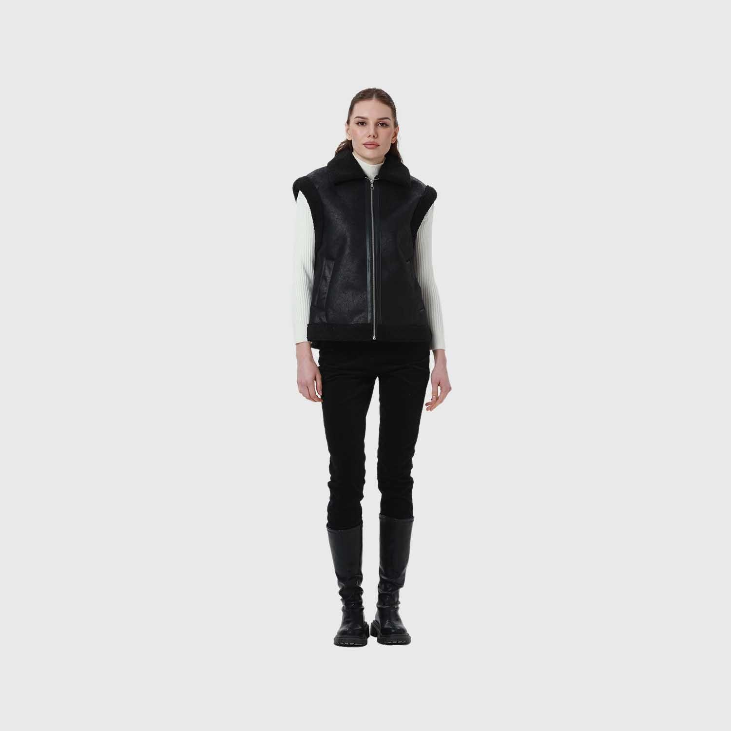 Chaqueta Mujer Pu Corto Negro-6