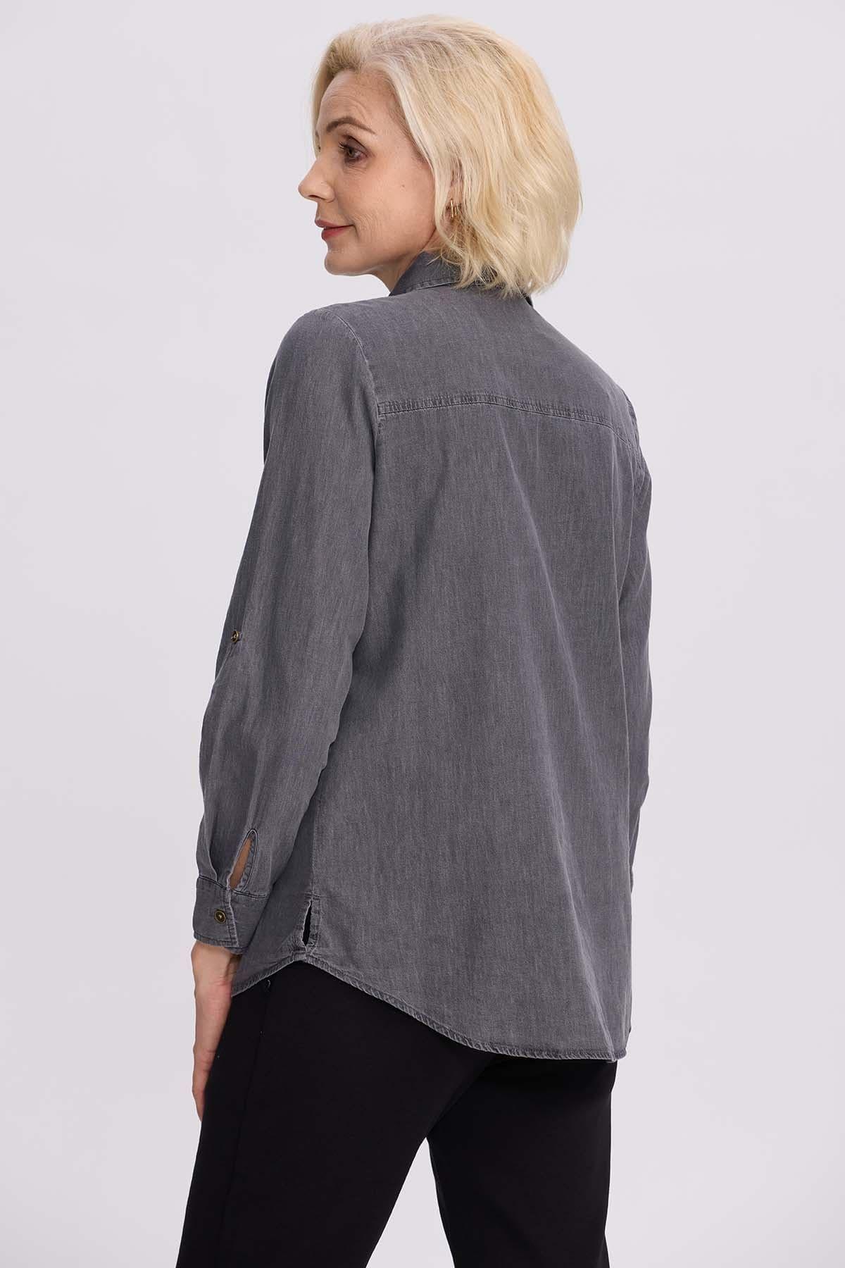 Blusa Mujer Denim Bordada Negro-2