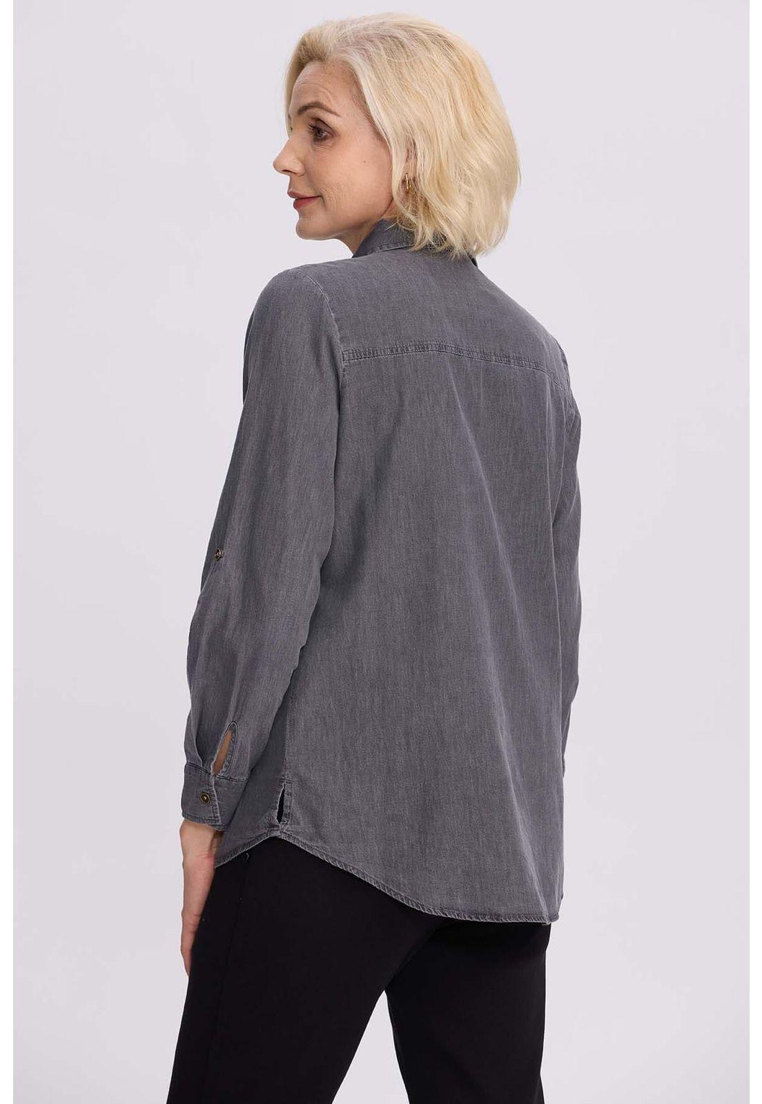 Blusa Mujer Denim Bordada Negro-2