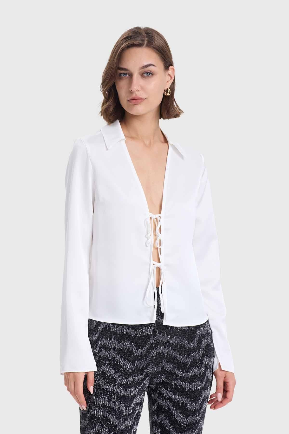 Blusa Mujer Con Amarras Crudo-0