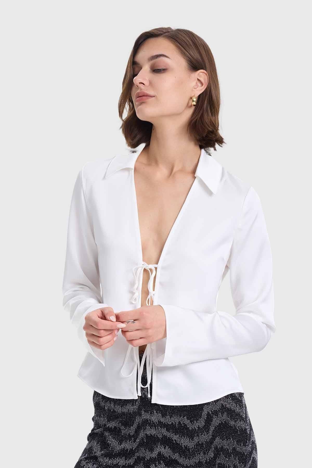 Blusa Mujer Con Amarras Crudo-1