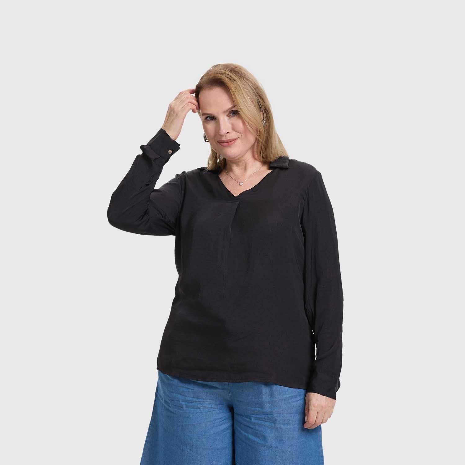 Blusa Mujer Lisa Estampada Negro V  Fashion's Park-1