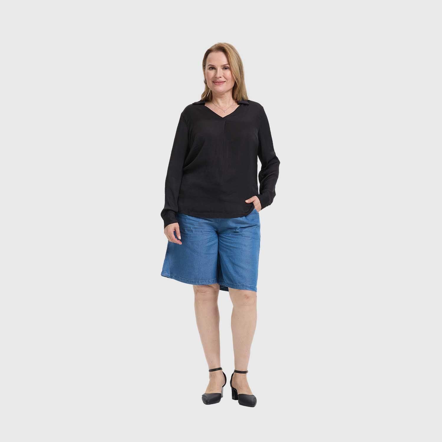 Blusa Mujer Lisa Estampada Negro V  Fashion's Park-3