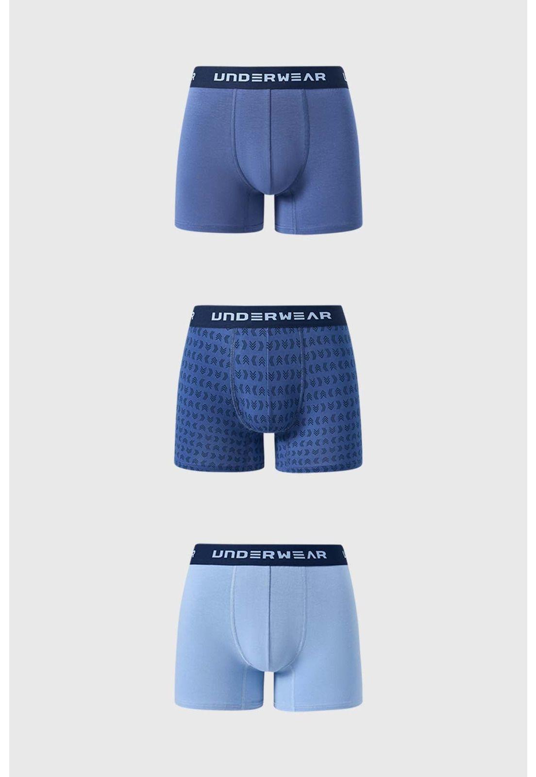 Bóxer Hombre Tripack Liso Azul - ll-0