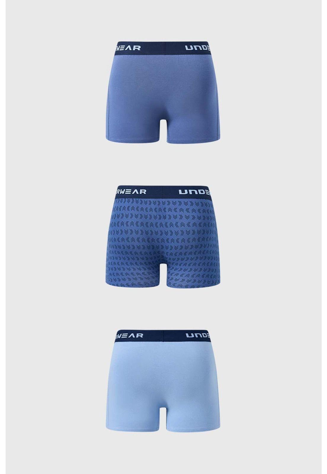 Bóxer Hombre Tripack Liso Azul - ll-1