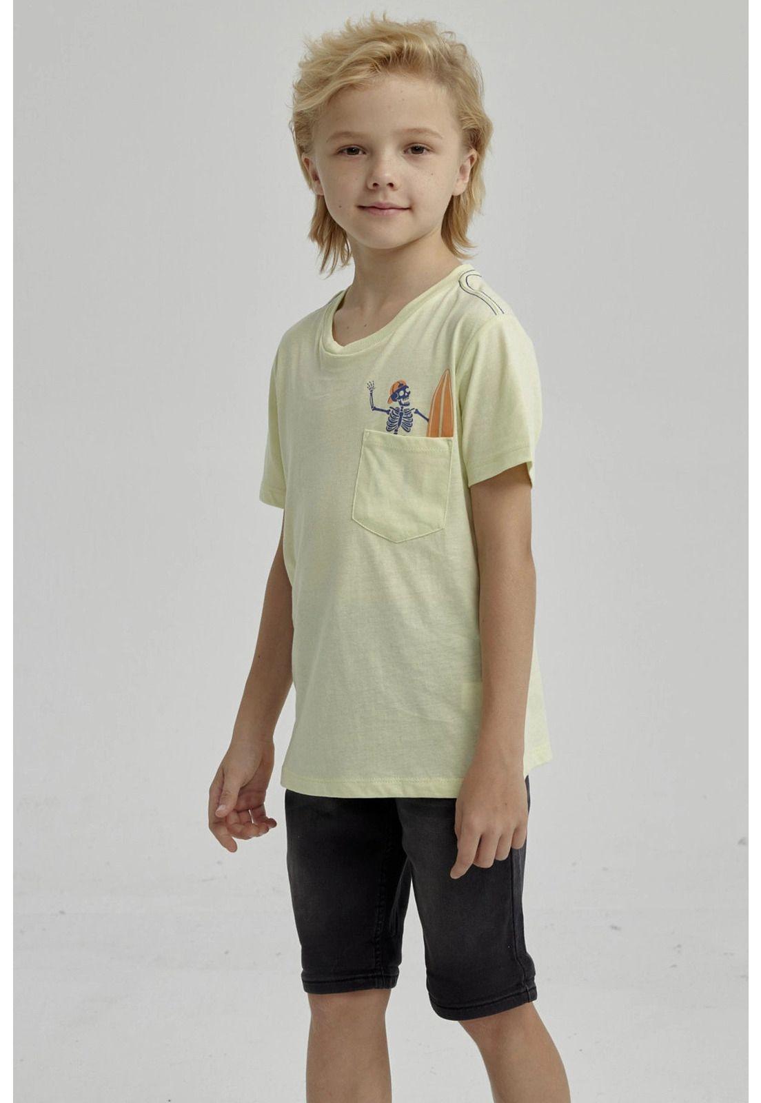 Polera Niño Bolsillo Print Amarillo-1