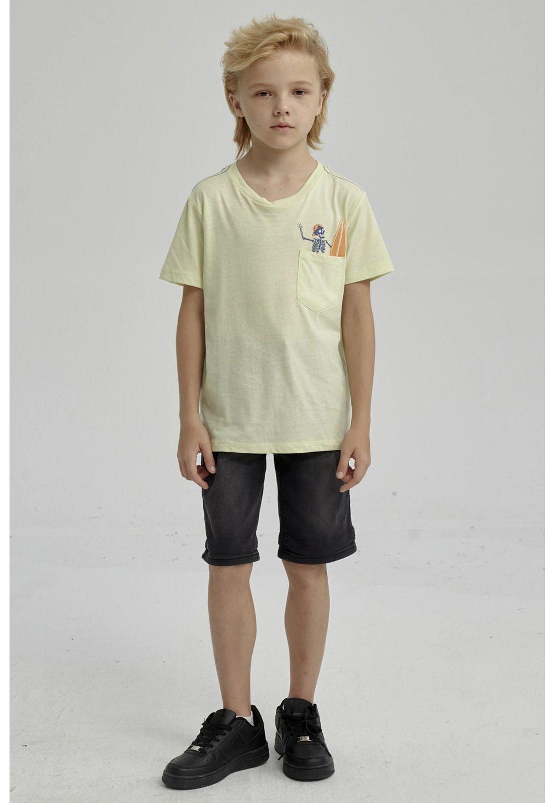 Polera Niño Bolsillo Print Amarillo-3