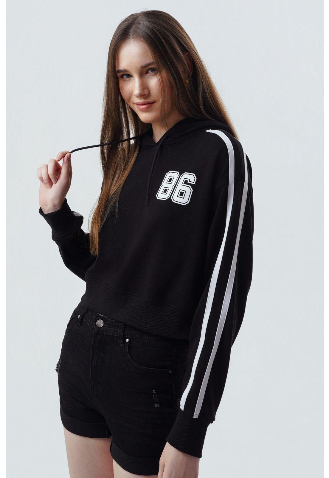 Polerón Mujer Regular Negro - Vll-1
