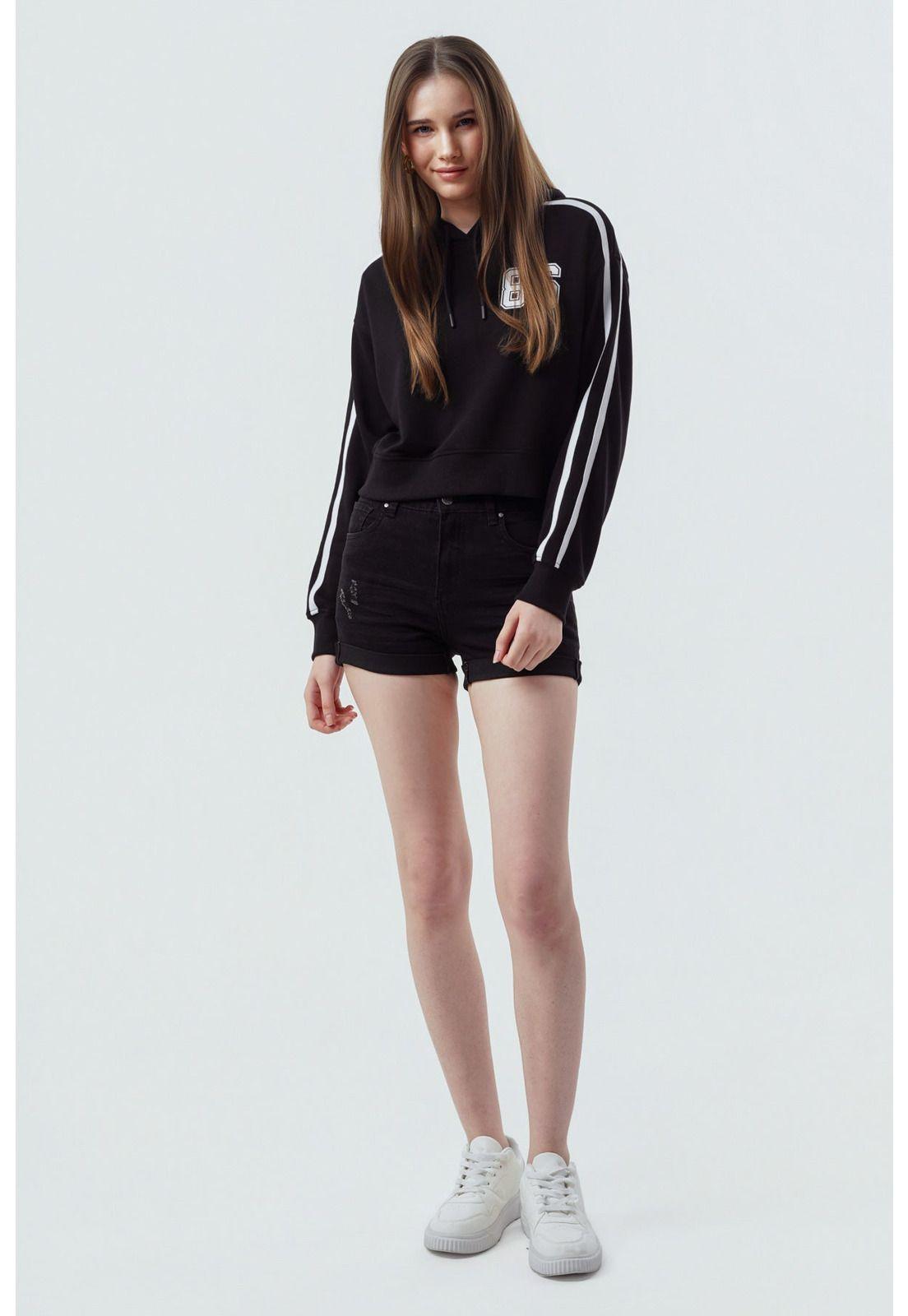 Polerón Mujer Regular Negro - Vll-3