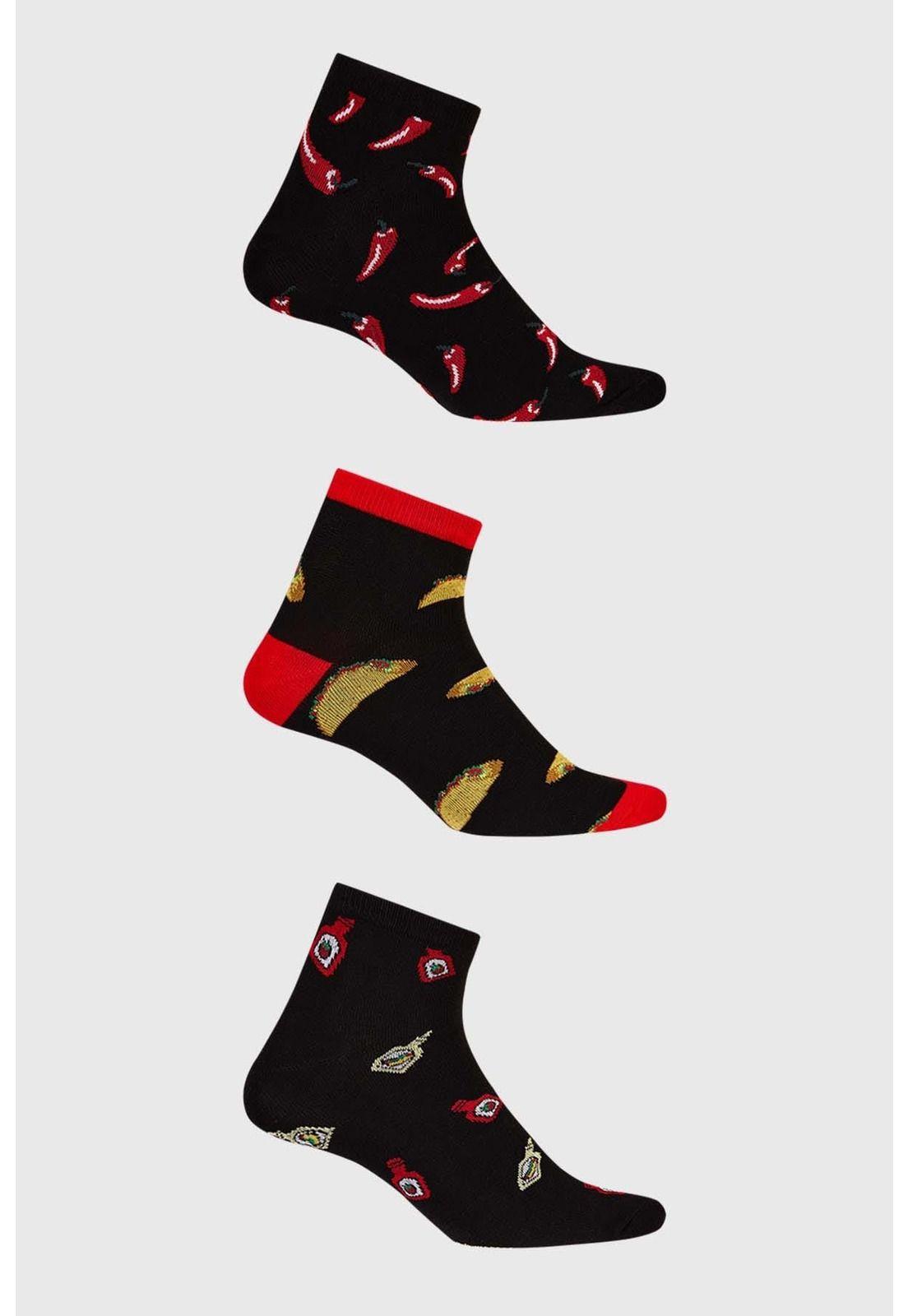 Calceta Hombre Tripack Deportiva Negro-0