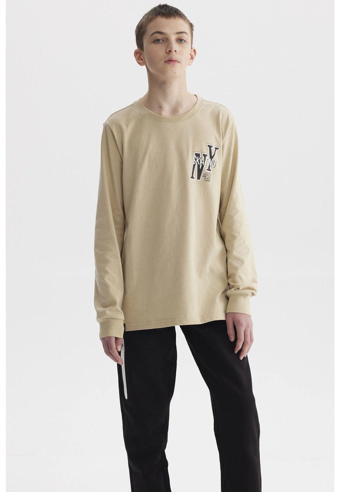 Polera Niño Teen Print Con Puño Beige-0