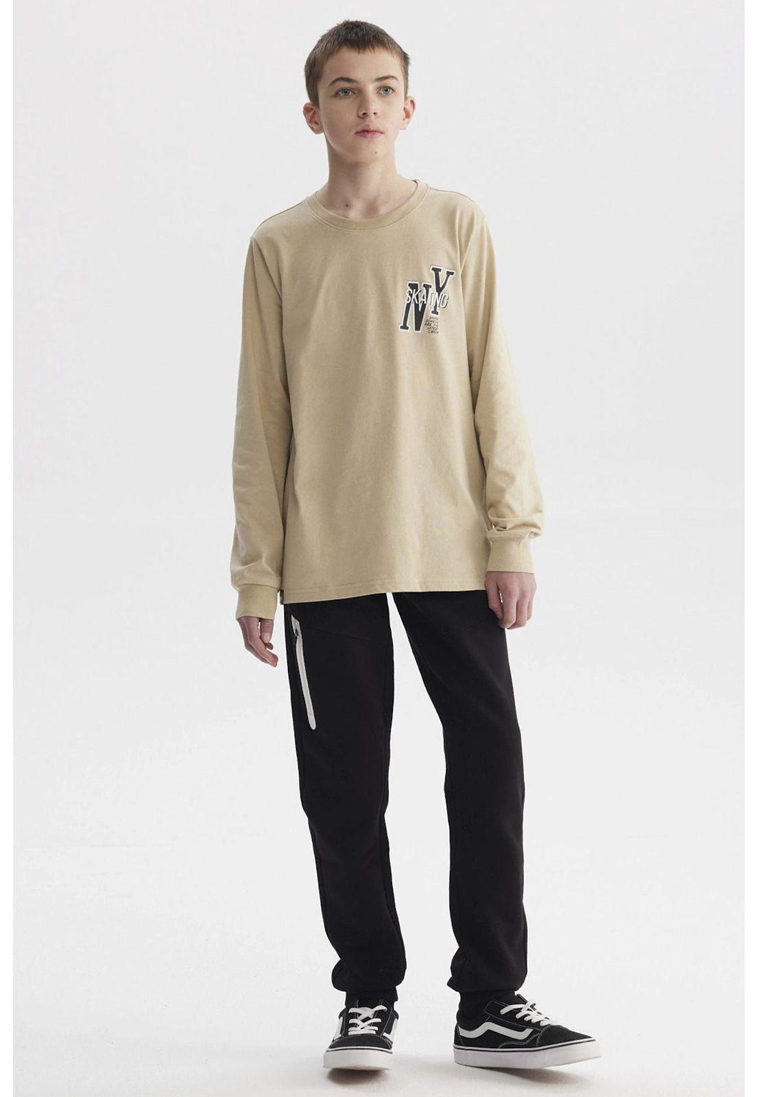 Polera Niño Teen Print Con Puño Beige-3