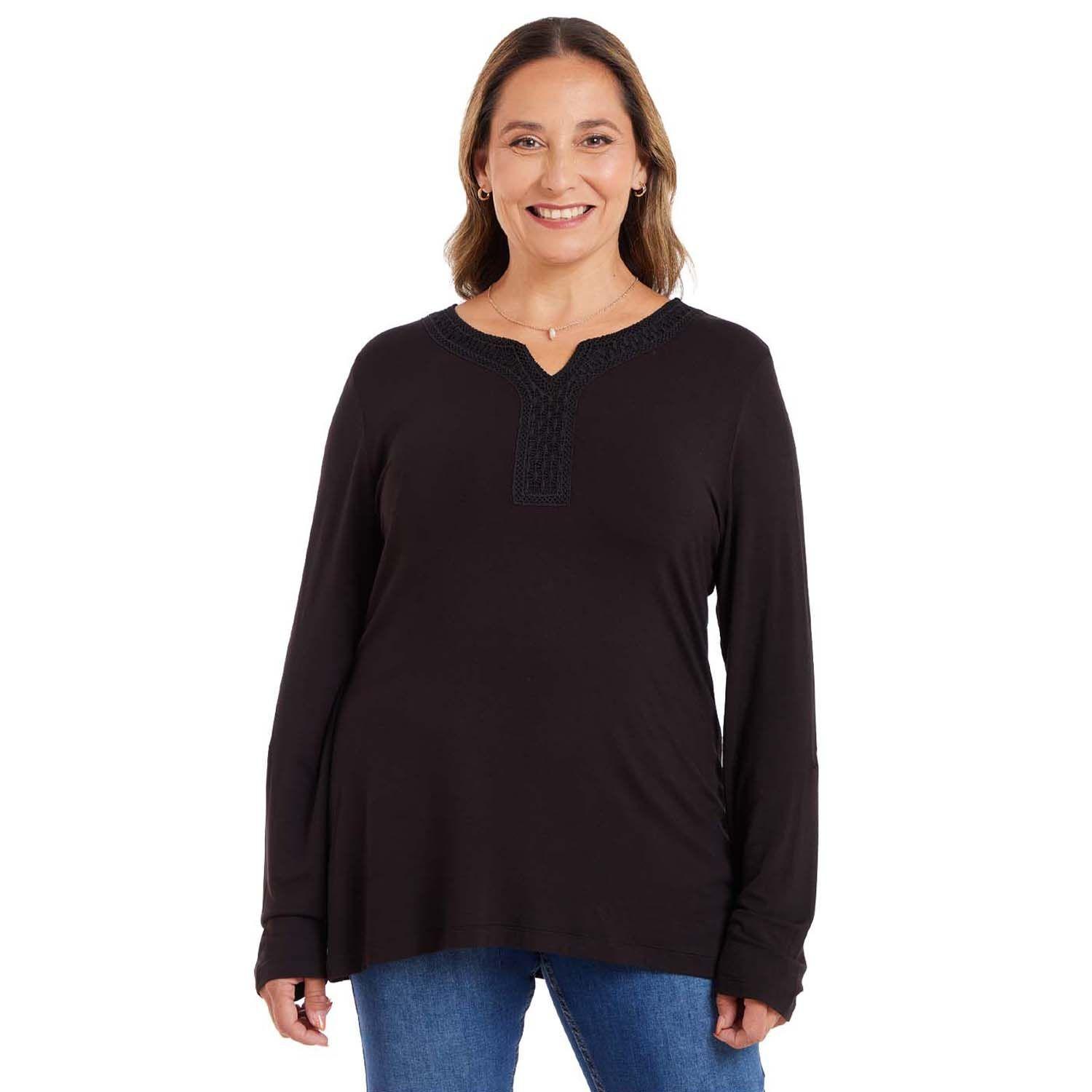 Polera Mujer Detalle Cuello Negro Fashion´s Park-0