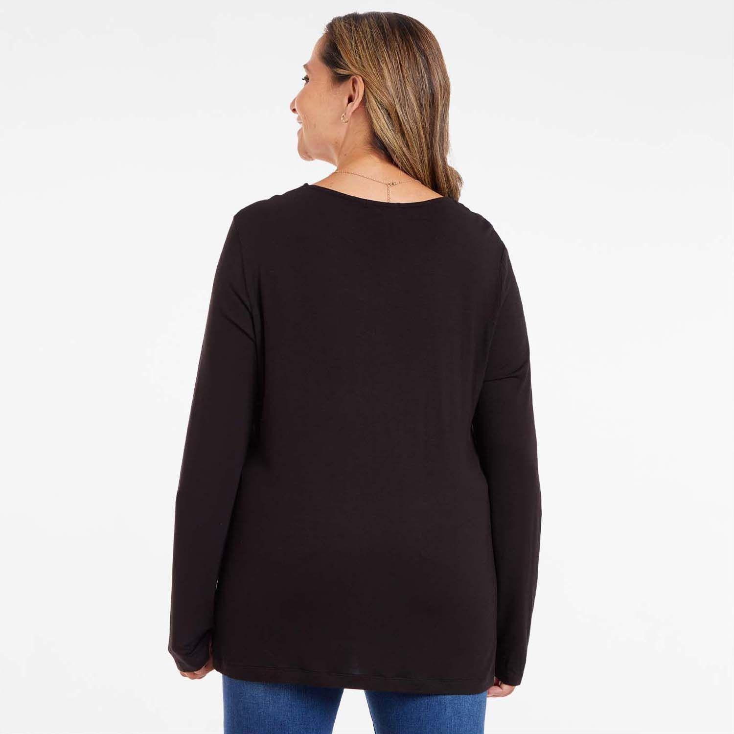 Polera Mujer Detalle Cuello Negro Fashion´s Park-2